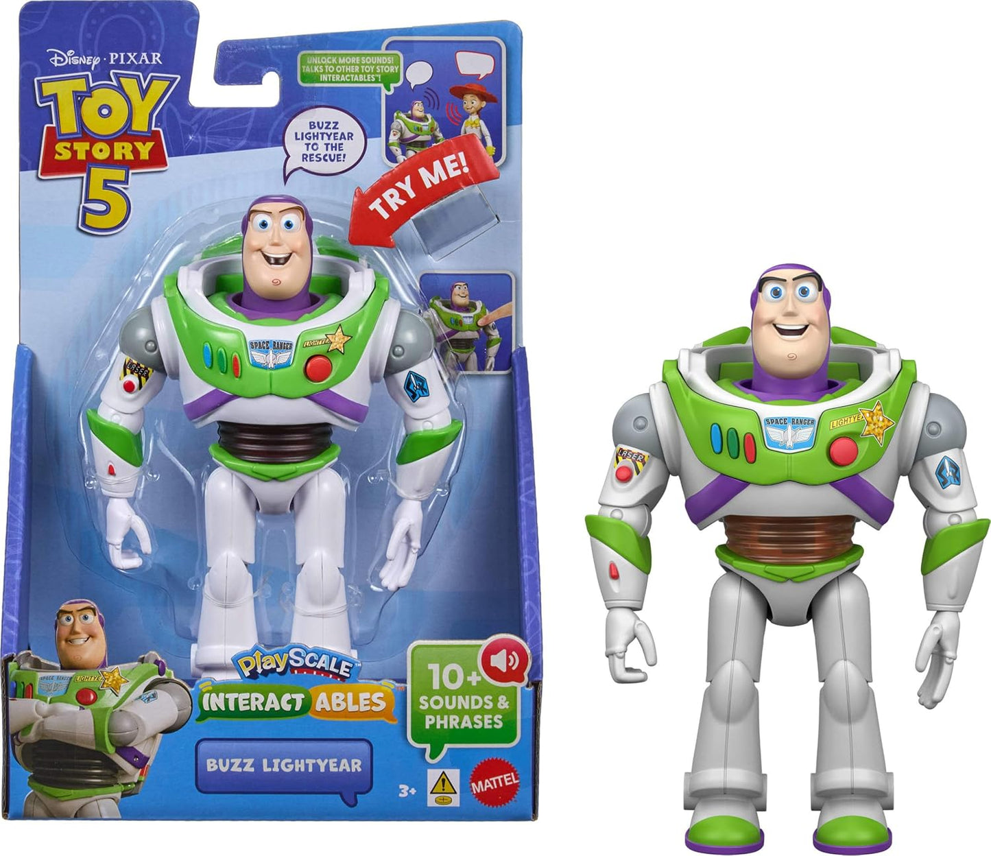 Hot Mattel Disney and Pixar Toy Story 5 Interactables Buzz Lightyear | 7-inch Playscale Talking Figure, Movie Phrases, Converses with Other Characters in the Line