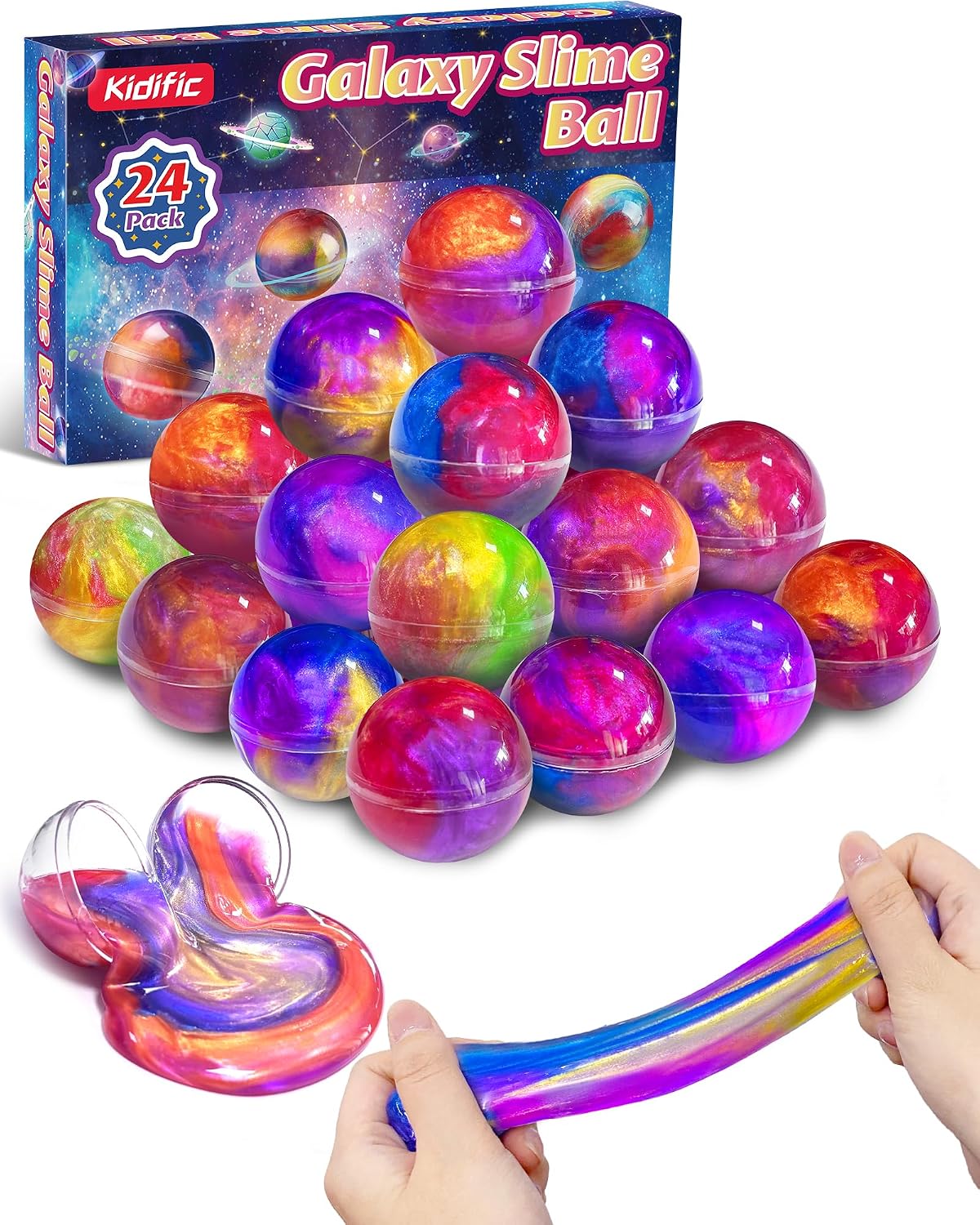 Hot 24 Pack Galaxy Slime Party Favors, Non-Sticky, Stress Relief Treasure Box Toys for Classroom Prizes Party Supplies, Student Gifts Birthday Goodie Bags Stuffers for Kids Teens Boys Girls 4-8, 8-12