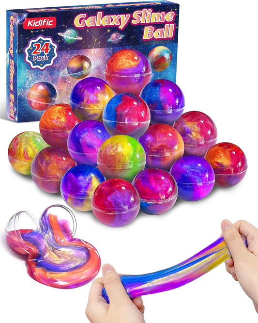 Hot 24 Pack Galaxy Slime Party Favors, Non-Sticky, Stress Relief Treasure Box Toys for Classroom Prizes Party Supplies, Student Gifts Birthday Goodie Bags Stuffers for Kids Teens Boys Girls 4-8, 8-12