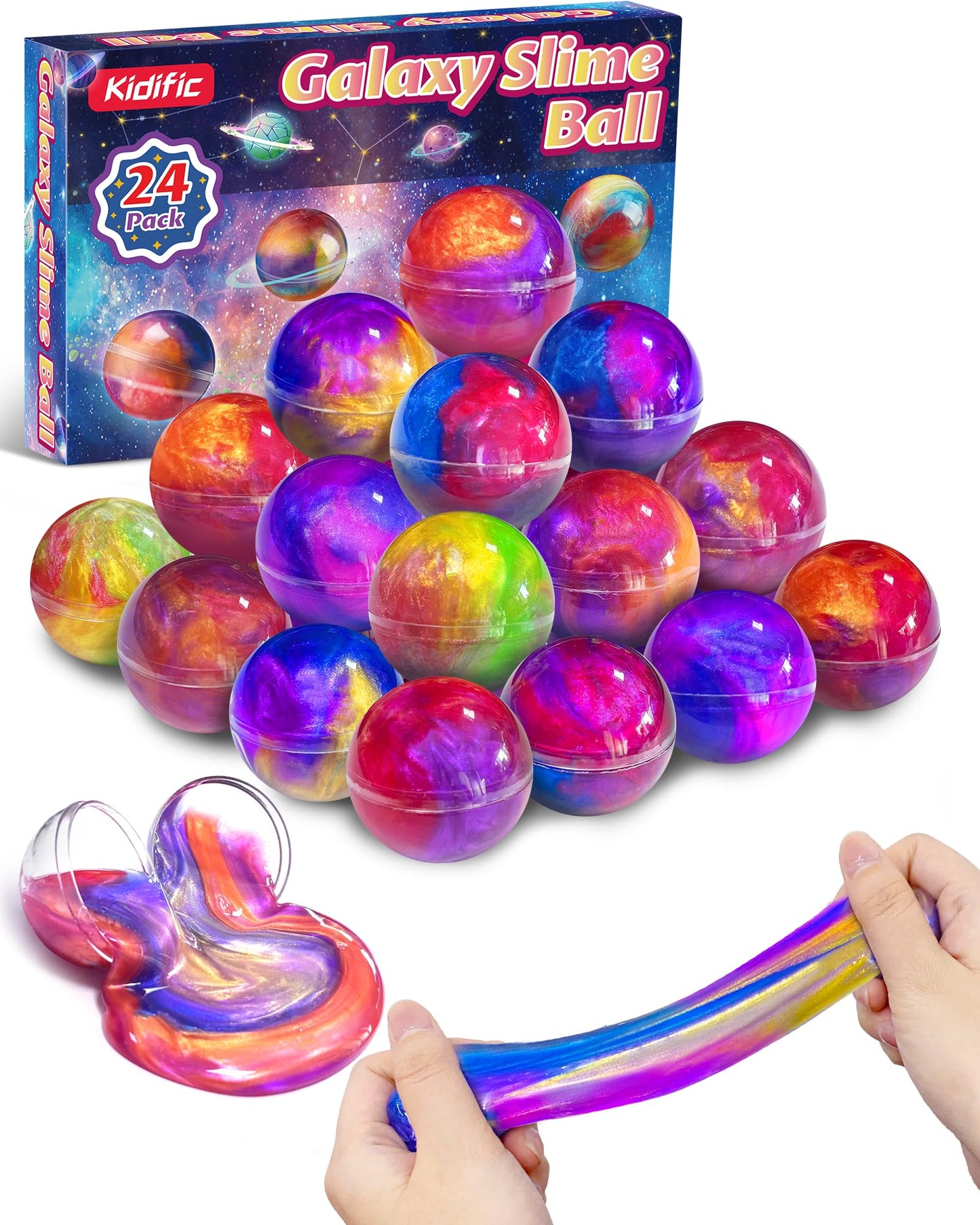 Hot 24 Pack Galaxy Slime Party Favors, Non-Sticky, Stress Relief Treasure Box Toys for Classroom Prizes Party Supplies, Student Gifts Birthday Goodie Bags Stuffers for Kids Teens Boys Girls 4-8, 8-12