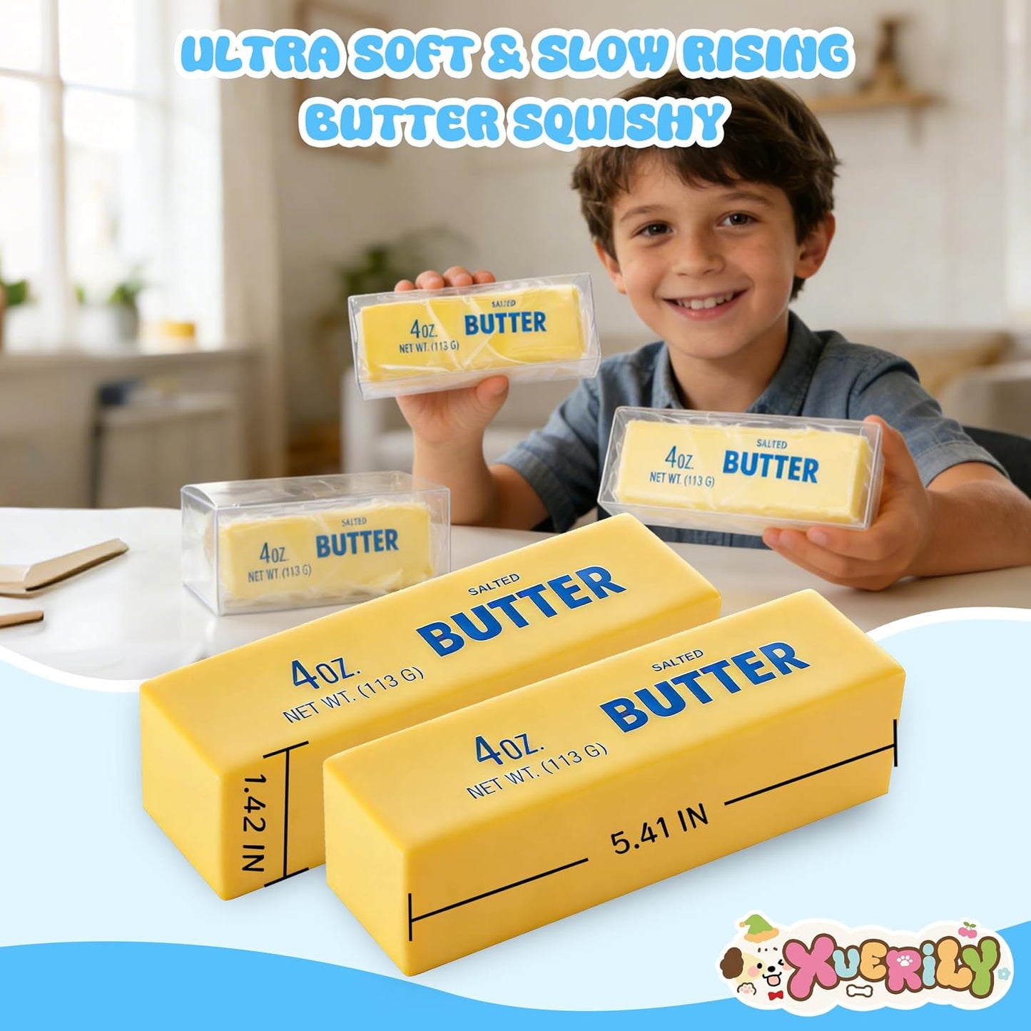 Hot Squishy Stress Ball & Slow Rising Butter Squishy Fidget Toys Set - 4 Pack Ultra Soft Sensory Toys, Cute Taba Pack for Kids Adults, Desk Toy, Party Favors & Gift Ideas