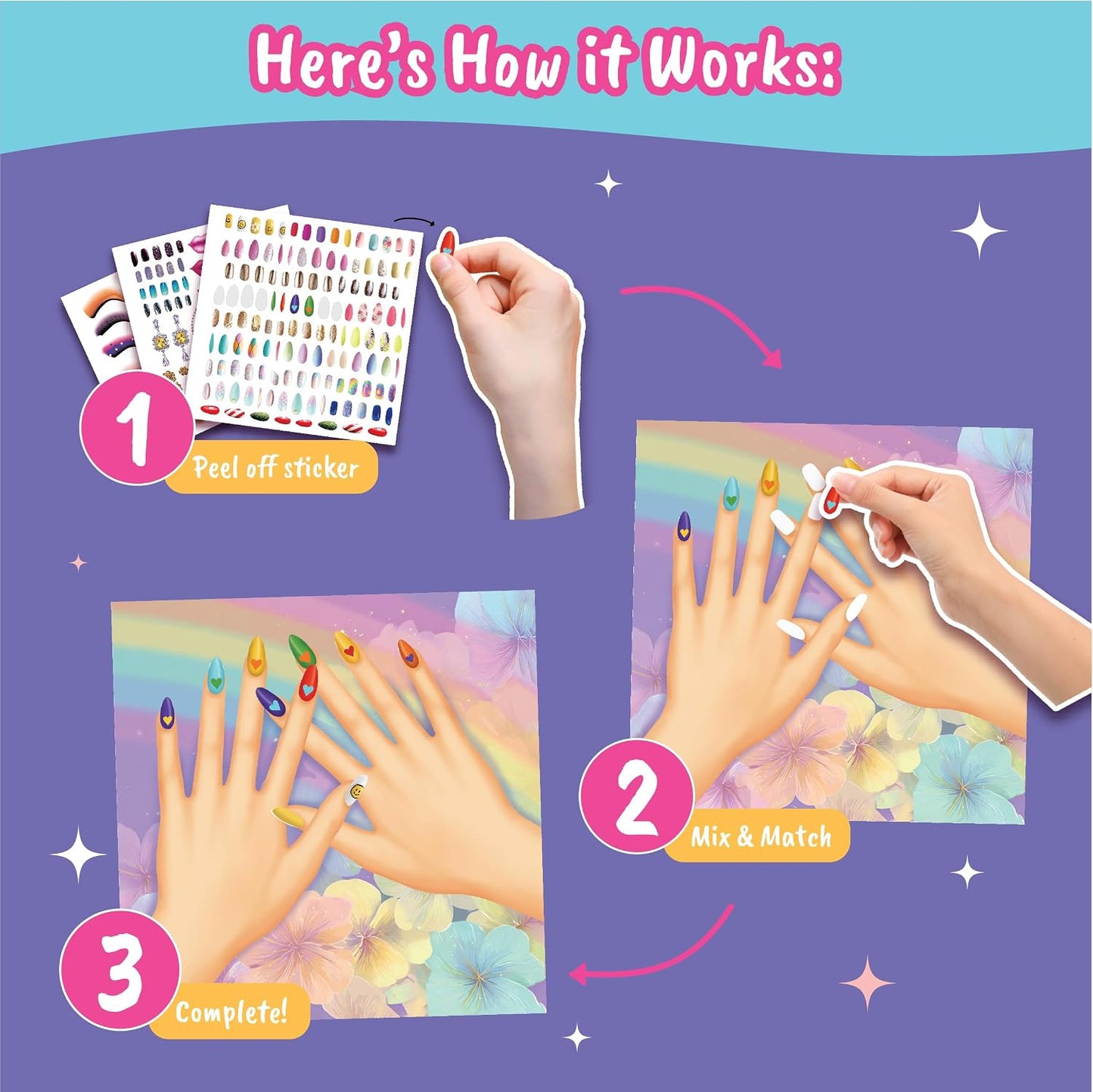 Hot BSCOOL Drawing, Coloring & Sticker. Nails & Makeup Dress Up Sticker Book with 240+ Removable Stickers. Endless Nail Design and Makeup Combination for Kids Ages 4 and Up. Gift for Girls
