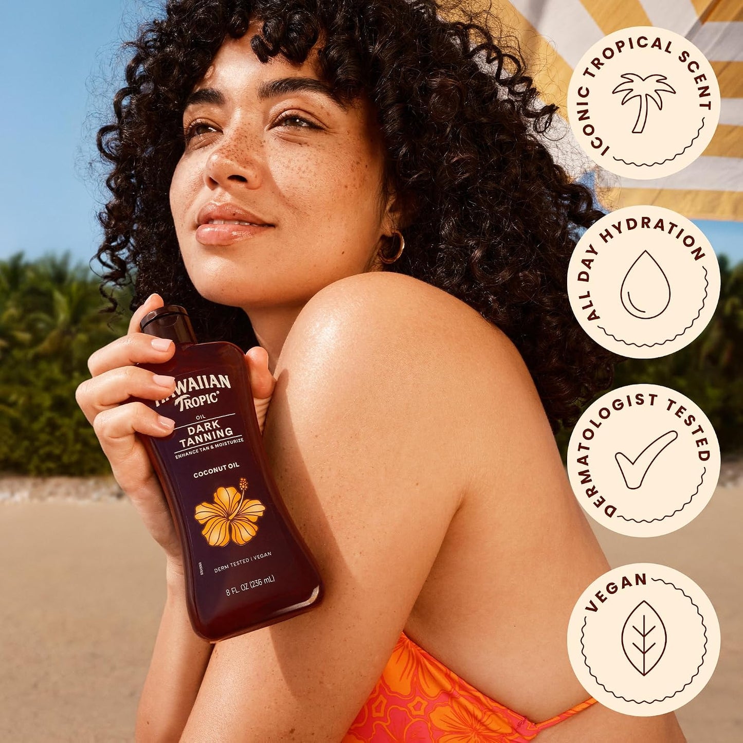 HotHawaiian Tropic Dark Tanning Oil, 8 Fl Oz | Moisturizing Body Oil with Cocoa Butter, Tan Enhancer, 8 Fl Oz each Twin Pack