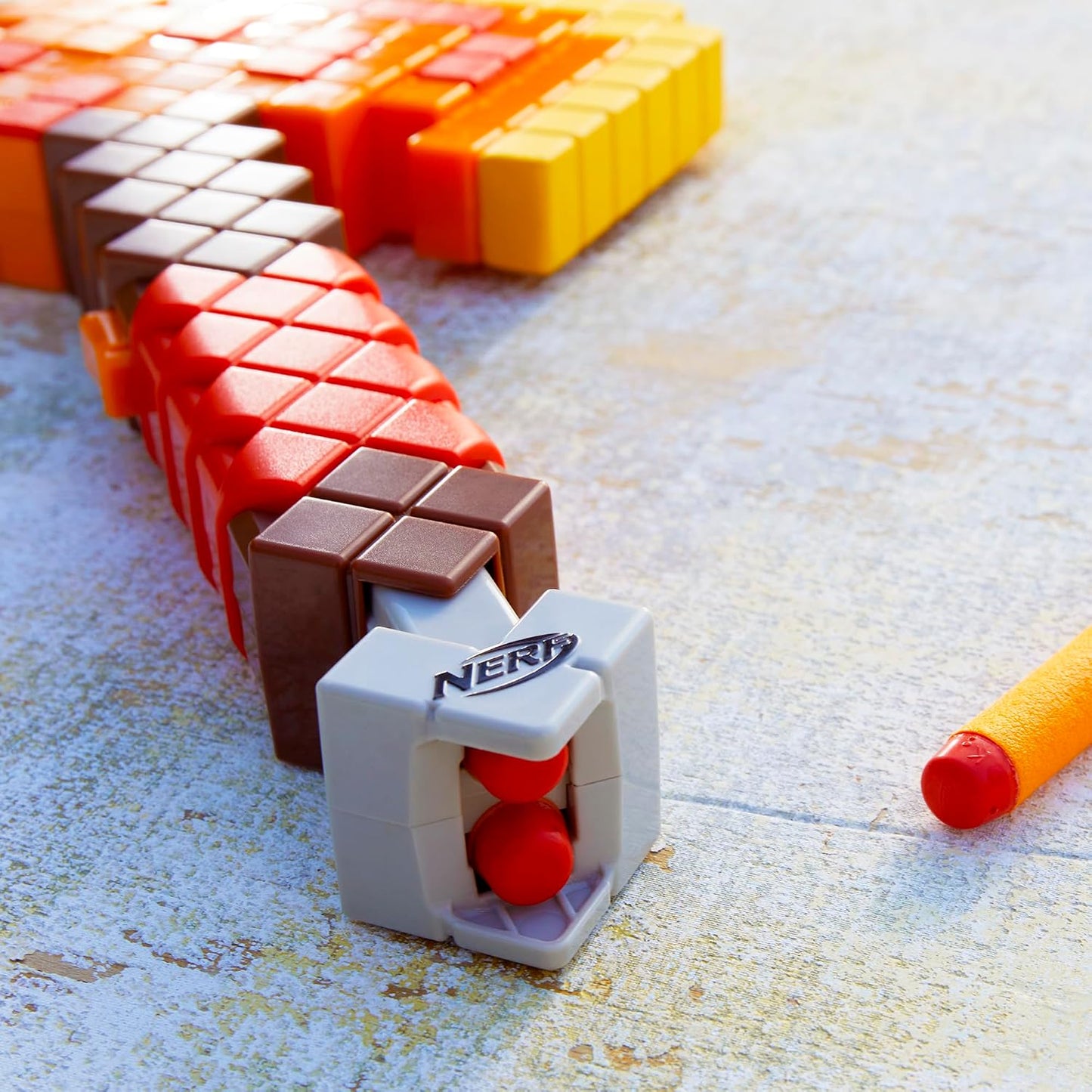Hot NERF Minecraft Firebrand, Dart Blasting Axe, 6 Elite Foam Darts, Design Inspired by Minecraft Axe in The Game, Pull Down Priming, Minecraft Toys