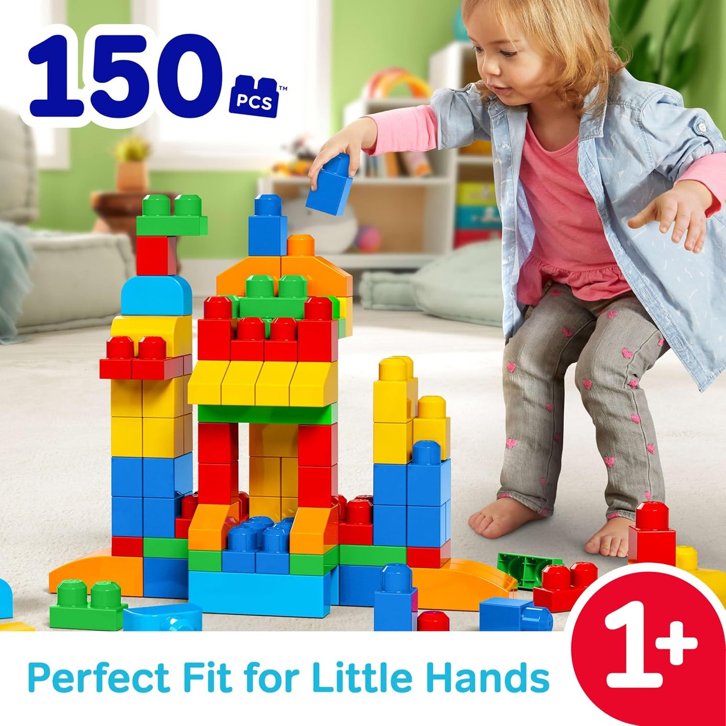 HotMEGA BLOKS First Builders Deluxe Building Bag Toddler Block Toys Set, Red | 150 Pieces, Storage, Creative Open-Ended Play, Preschool Kids Ages 1+ Years, Easy to Build (Amazon Exclusive)