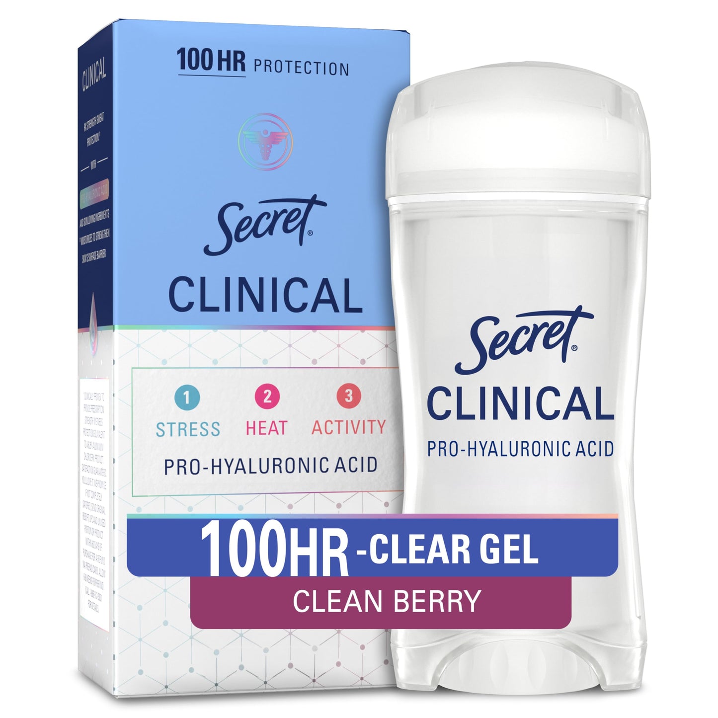 HotSecret Clinical Strength 100HR Sweat & Odor, Clear Gel Antiperspirant Deodorant for Women, 3X Stress Protection with Hyaluronic Acid, PH Balancing Minerals, Clear Lavender Scent, 2.6 oz