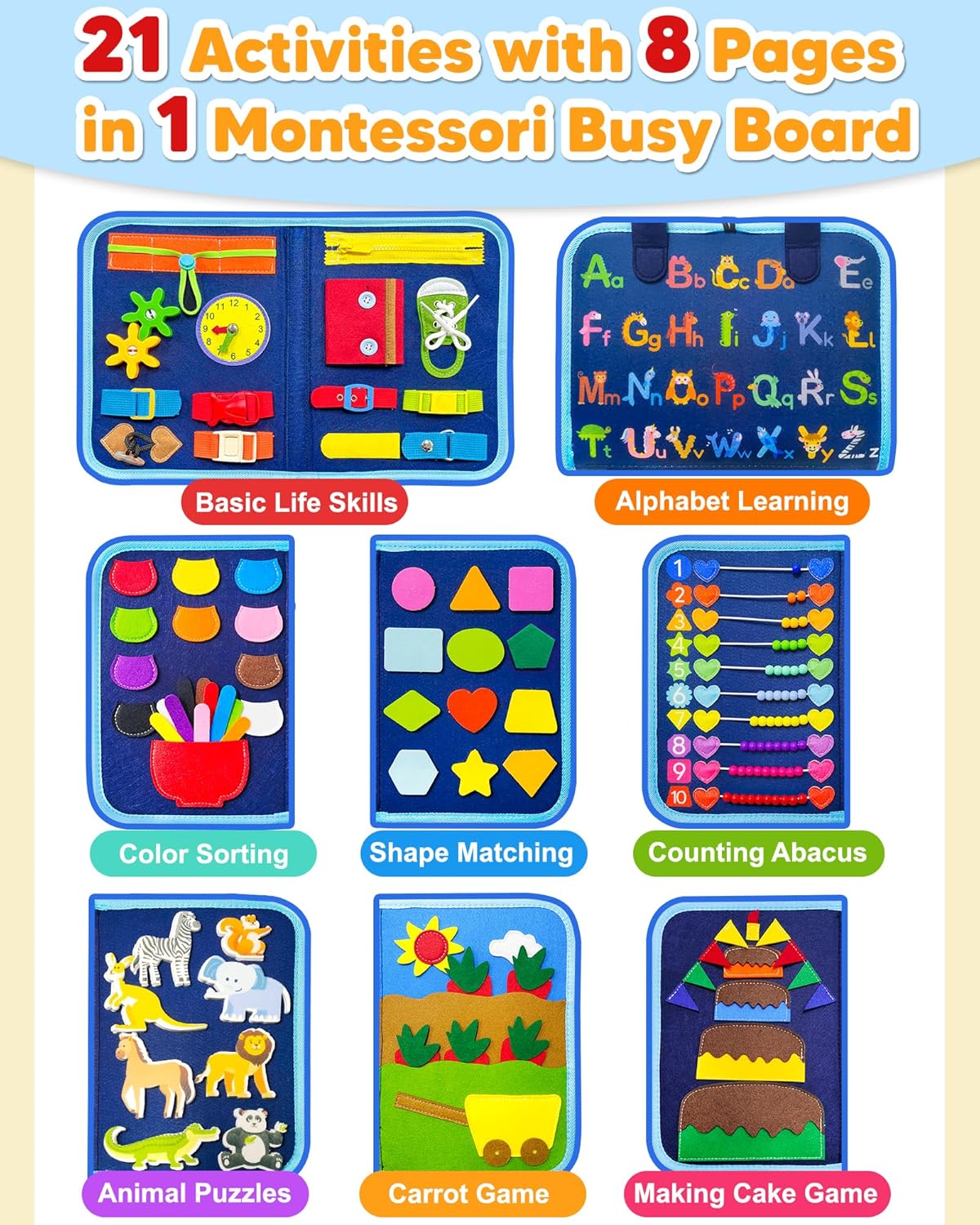 Hot Exorany Busy Board Montessori Toys for Toddler Boy Birthday Gifts, Busy Book Sensory Learning Toys for Toddlers, Toddler Boy Airplane Car Travel Toy Educational Activities