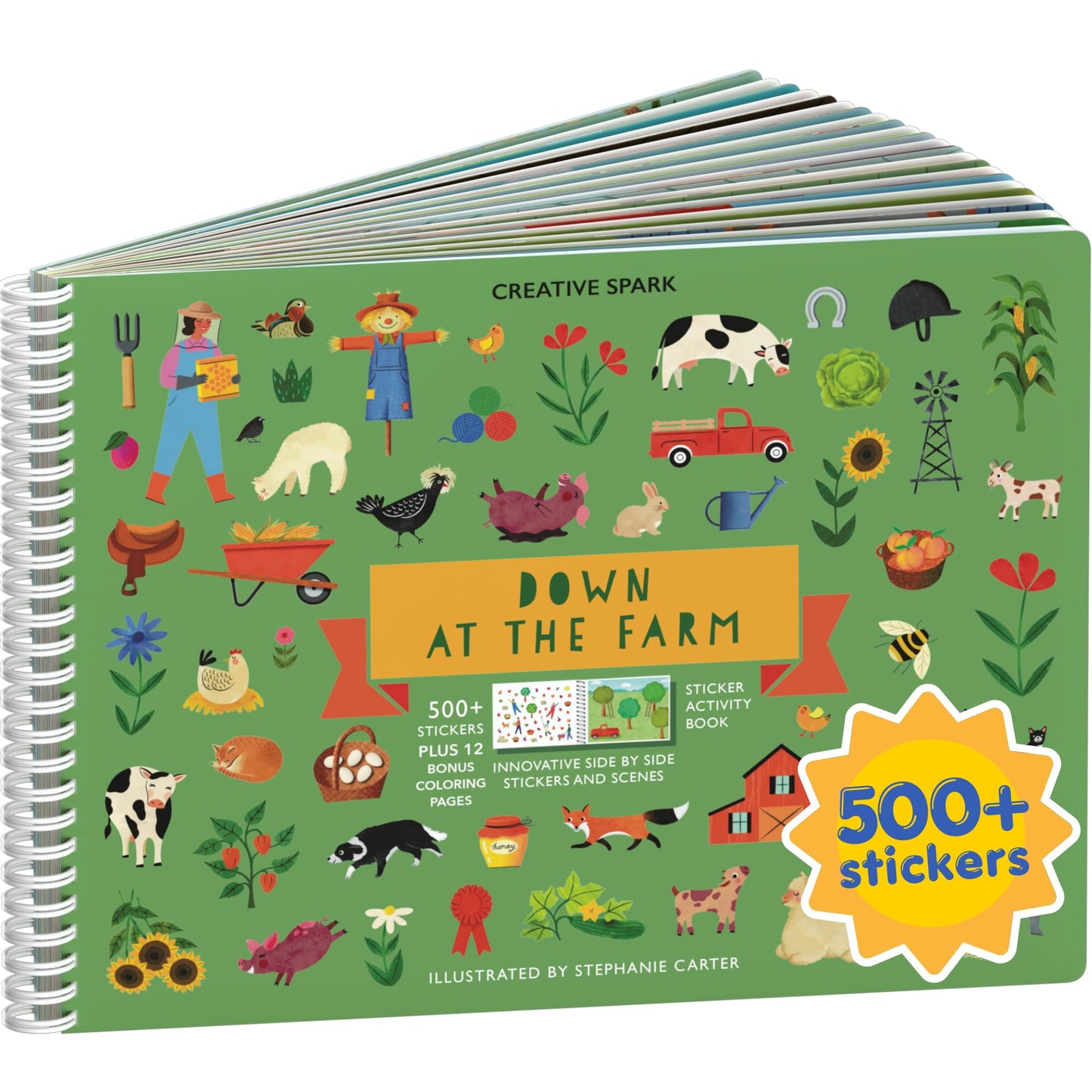 HotAnimals Habitat 500+ Kids Sticker Book by Cupkin Toddler Airplane Travel Activity Coloring and Sticker Book, Road Trip Essentials, 12 Coloring Pages + 12 Scenes for Ages 2–8 Years