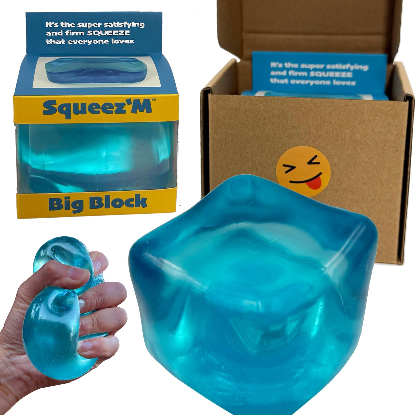 HotOriginal Big Block Premium Stress Cube, Squishy Fidget Toy, Kids & Adults | Non-toxic ASTM certified, US family-owned, easy replacement, jumbo sensory squeeze cube for stress relief & focus