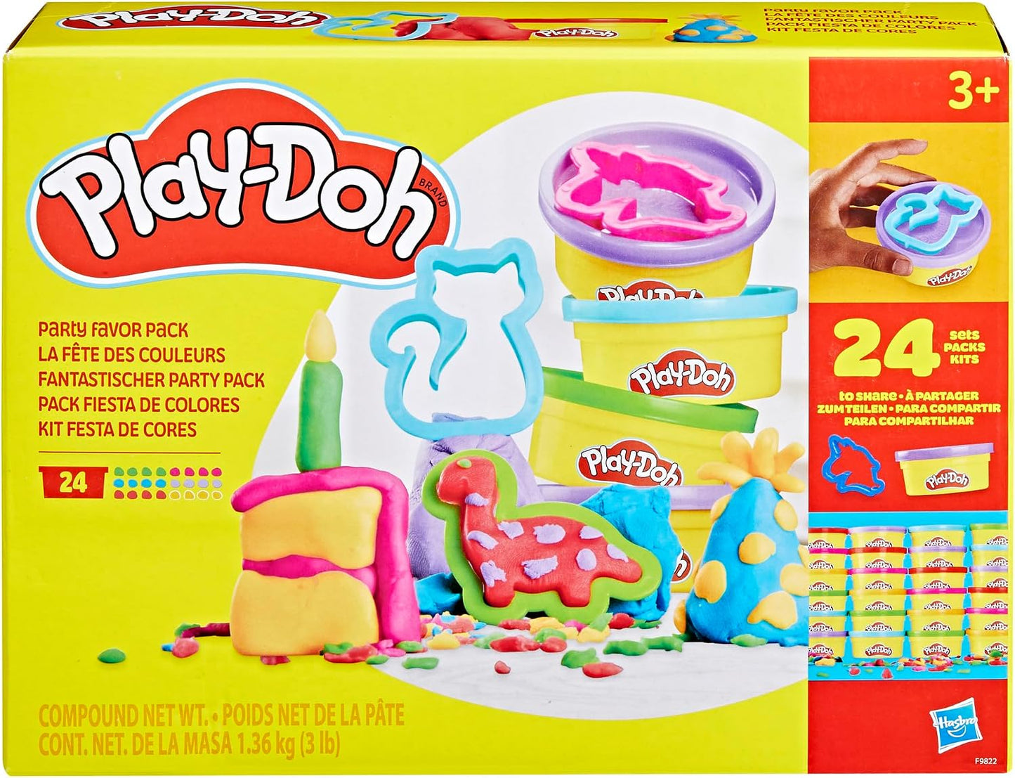 Hot Play-Doh Party Favor Pack, Bulk 24 Pack of Modeling Compound with Cutters, Classroom Supplies for Arts & Crafts, Birthday Gifts & Prize Toys for Kids, Ages 3+ (Amazon Exclusive)