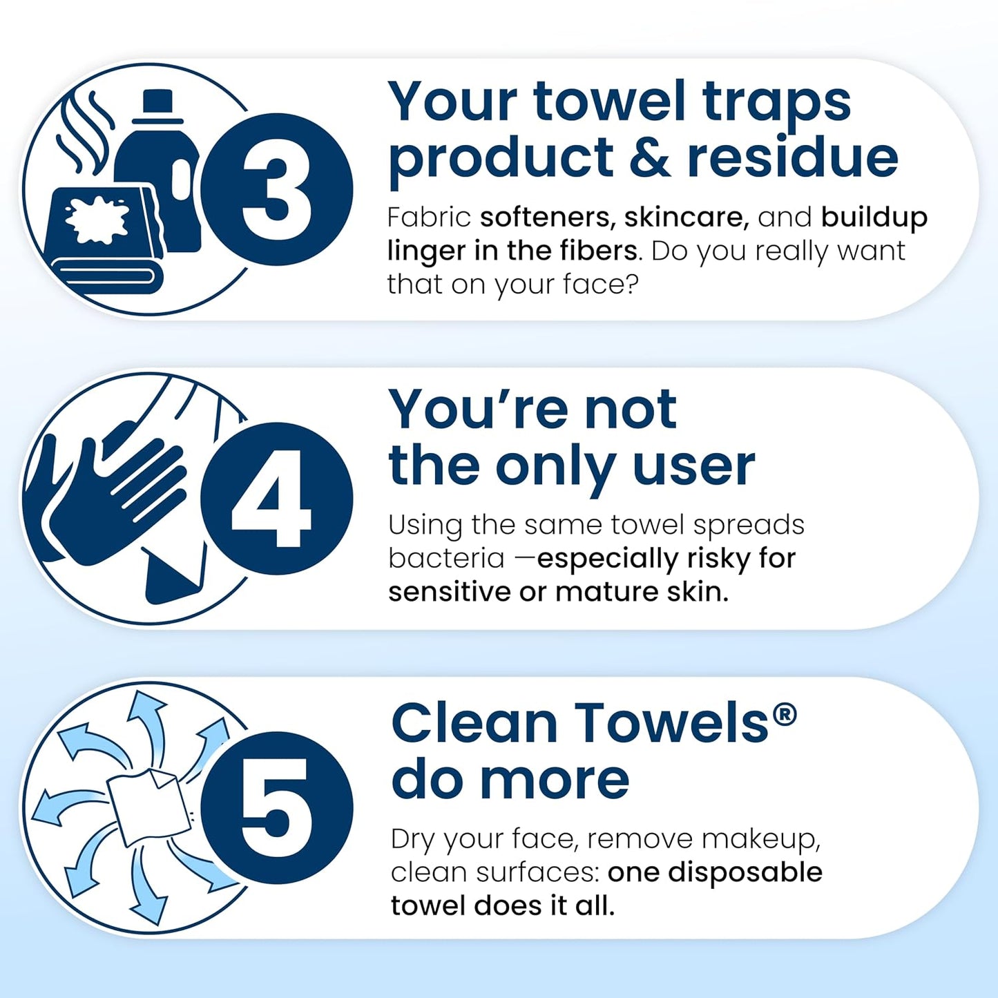 HotClean Skin Club Clean Towels XL®, 100% USDA Biobased Face Towel, Disposable Face Towelette, Eczema Association Accepted, Makeup Remover Dry Wipes, Ultra Soft, 50 ct per pack, 2 Packs, 100 Ct Total