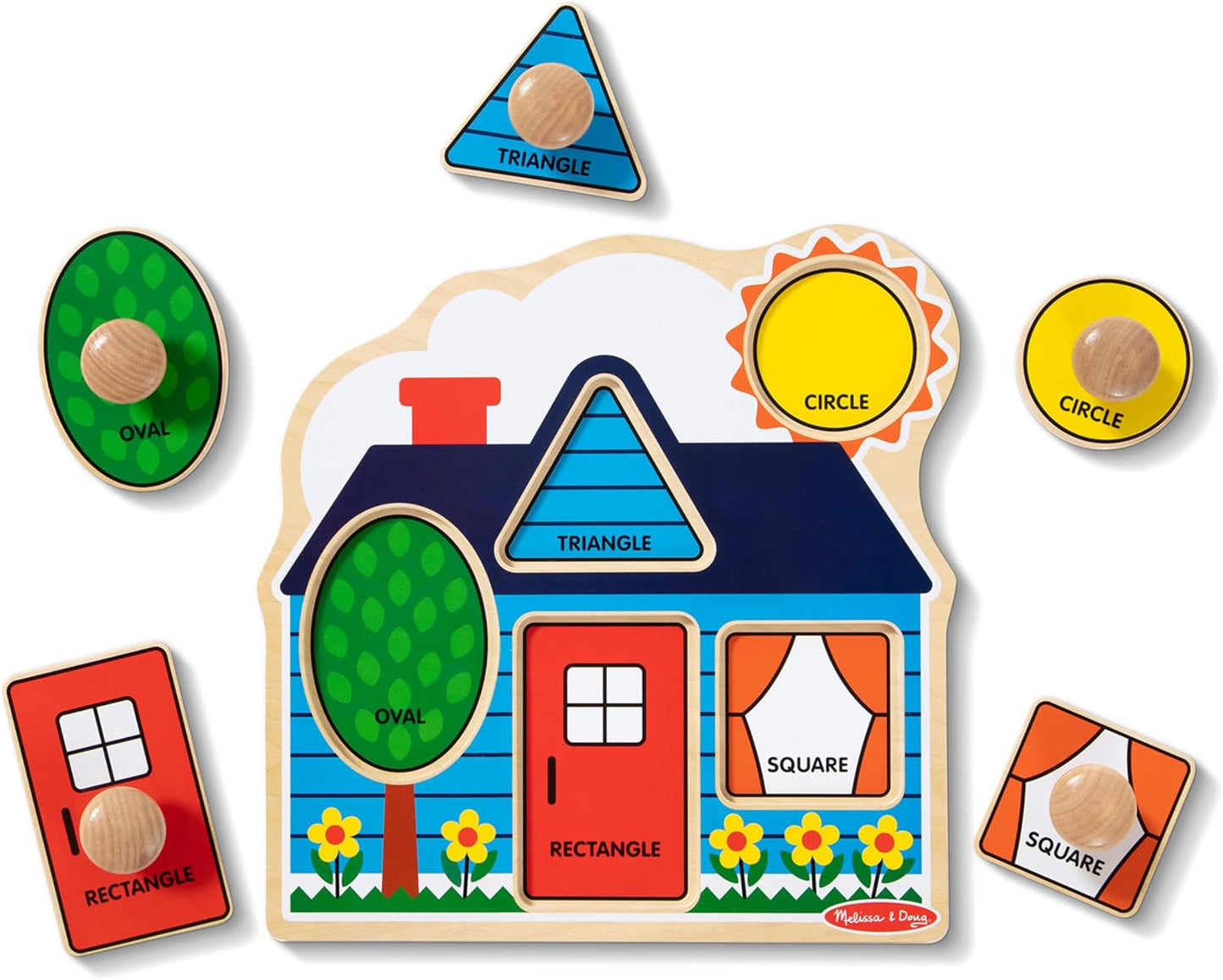 Hot Melissa & Doug First Shapes Jumbo Knob Puzzle, Wooden Peg Puzzle for Toddlers, Educational Toy for Shape Recognition and Fine Motor Skills, Ages 1+