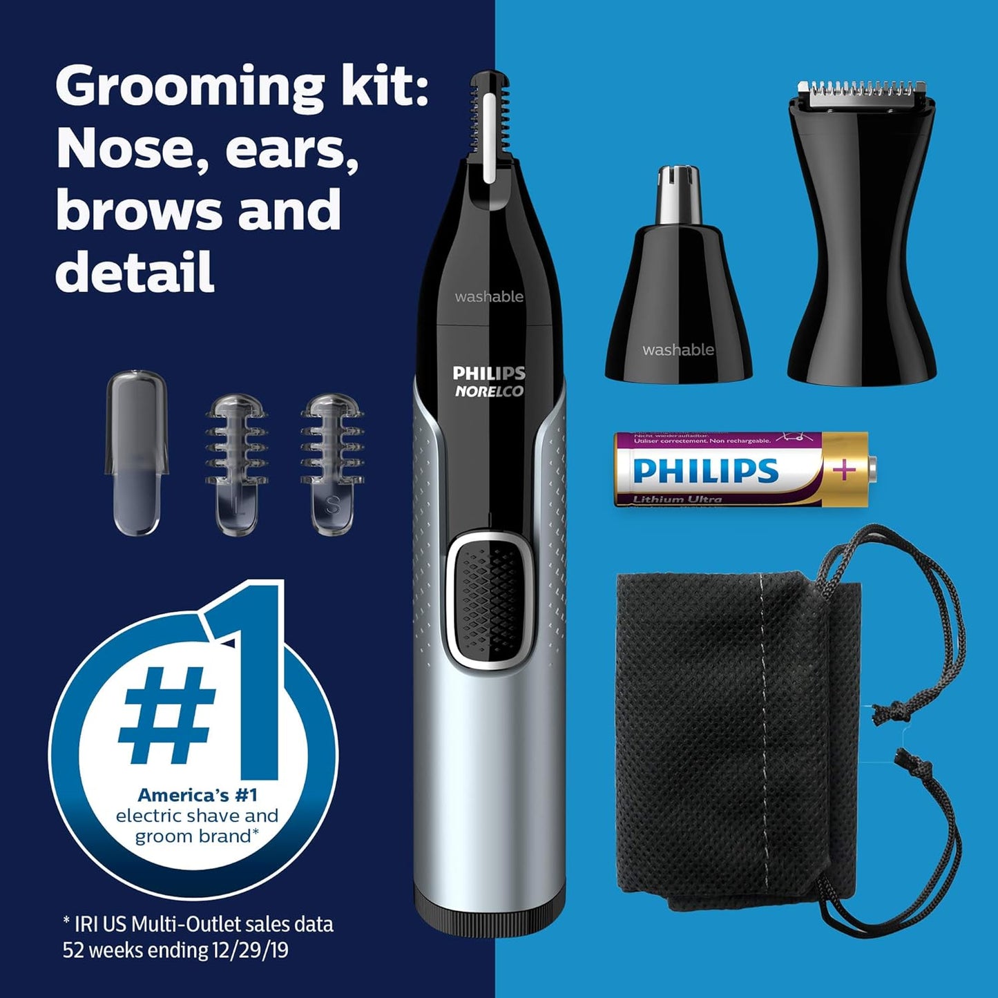 HotNorelco Philips Nose Trimmer 5000 for Nose, Ears, Eyebrows Trimming Kit, NT5600/62