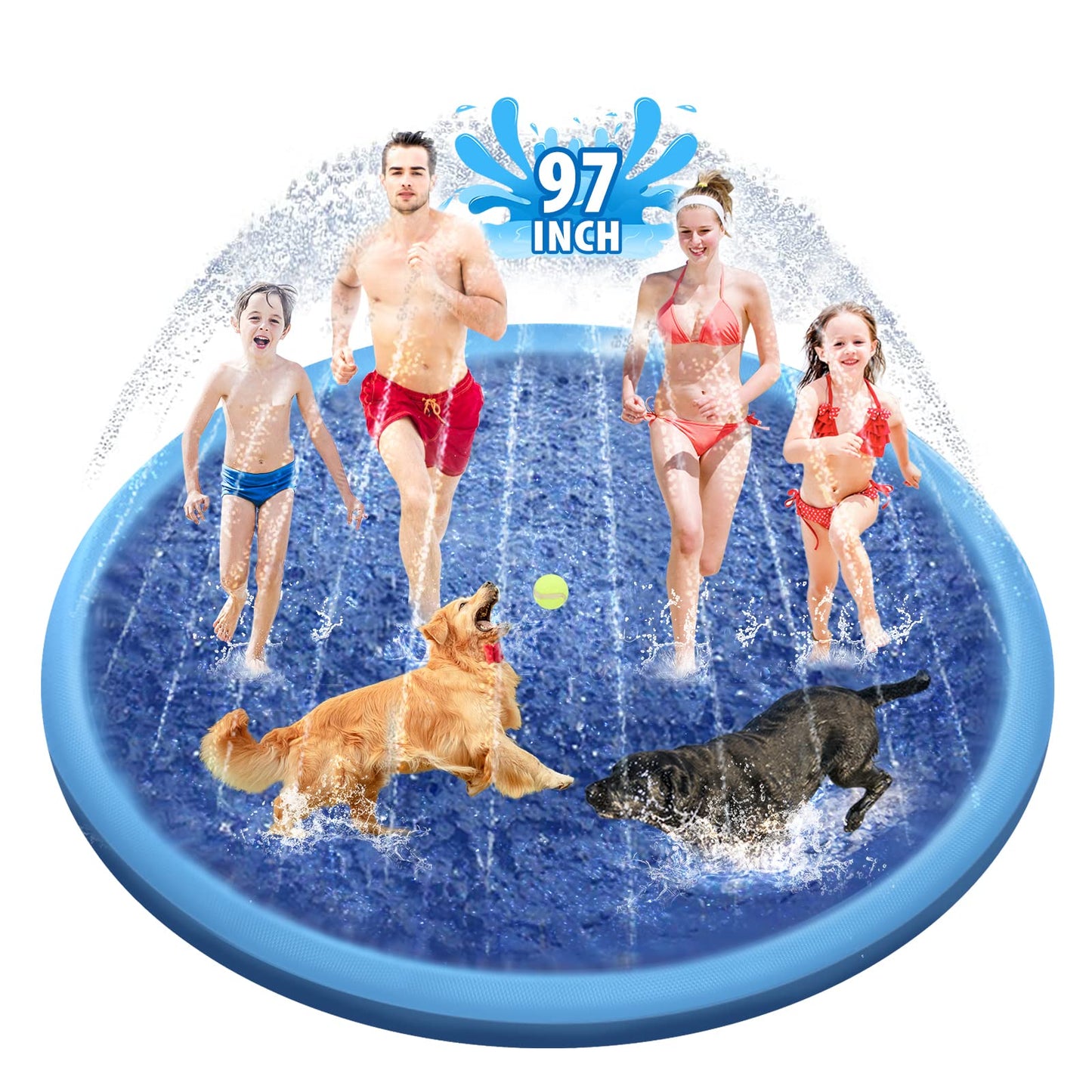 HotRaxurt Non-Slip Splash Pad for Kids and Dog, 67'' Splash Pad Thicken 0.58mm for Kids Ages 4-8 Toddler Baby Splash Sprinkler Pad Dog Pool Summer Outdoor Water Toys for Boys Girls