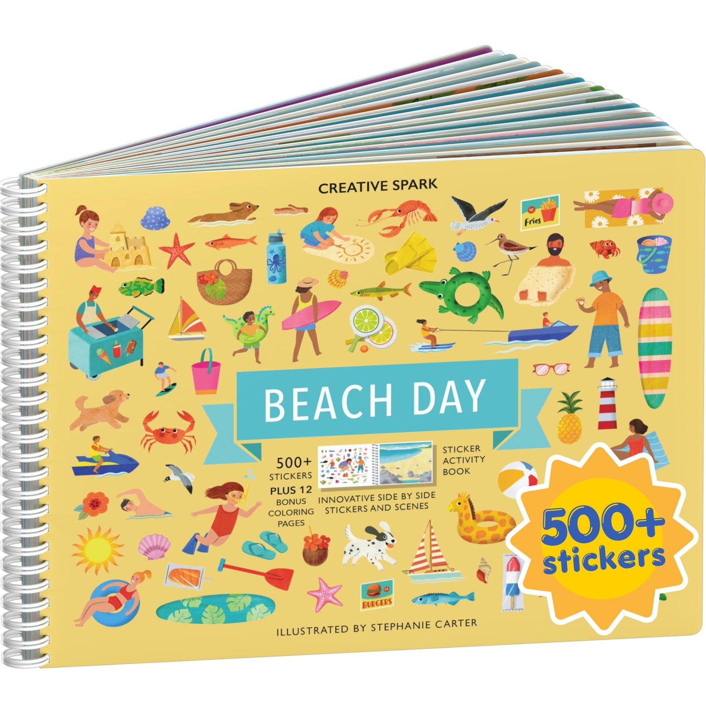 HotCars, Trucks, Planes & Trains 500+ Kids Sticker Book by Cupkin Fun Toddler Travel Activity Coloring and Sticker Book, Road Trip Essentials, 12 Coloring Pages + Scenes for Ages 2–8 Years
