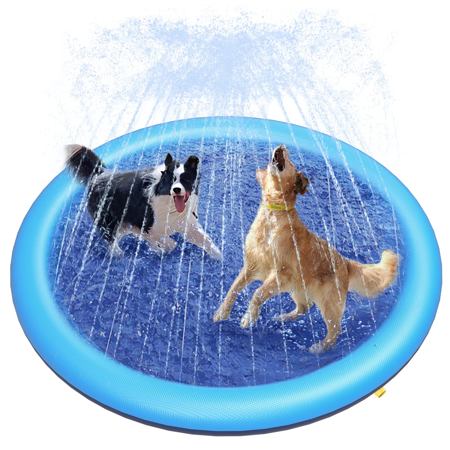 Hot Peteast Splash Pad for Dogs & Kids - Anti-Slip Dog Pool for Large Dogs, 0.58 mm Thickened Durable Outdoor Water Play Mat, Summer Sprinkler Toy for Backyard (51inch)