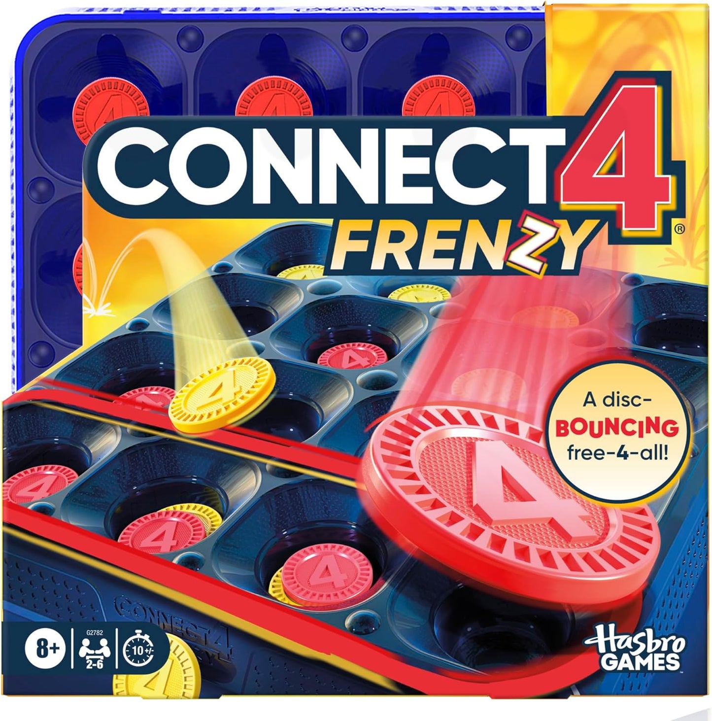 Hot Connect 4 Frenzy Game | Bounce Discs 4 The Win | Family Party Games for Kids, Teens, and Adults | Ages 8+ | 2 to 6 Players | 10 Mins. | Portable Games