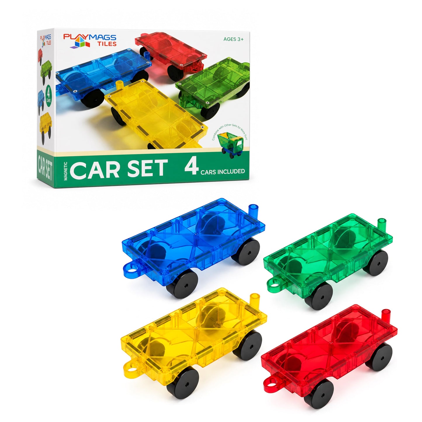 Hot Playmags Magnetic Tiles for Kids 100-Piece Set, STEM Educational Building Blocks Toys for Kids, Includes Click-in ABC Learning Tiles, Gift for Boys & Girls, Add on Magnetic Figures, Car Set Available