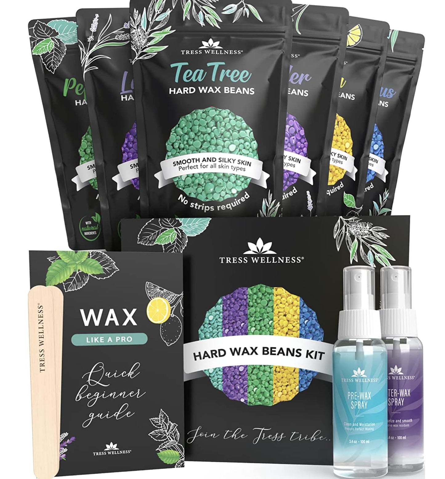 HotTress Wellness Wax Beads - Award Winning - Safe for Skin - Dermatologically Tested - At-Home Kit for Bikini, Brazilian & Full Body - Bikini Star 1.2lb