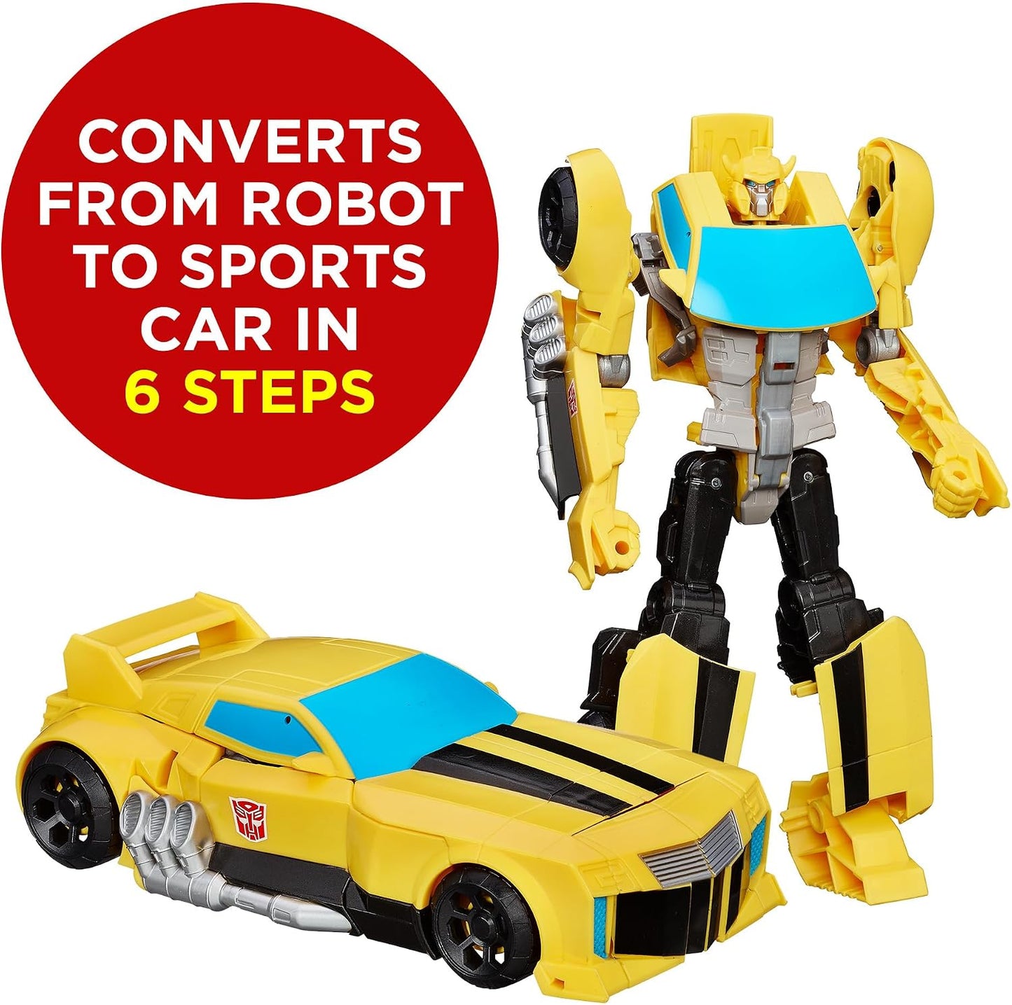Hot Transformers Toys Heroic Bumblebee Action Figure - Timeless Large-Scale Figure, Changes into Yellow Toy Car, 11" (Amazon Exclusive)
