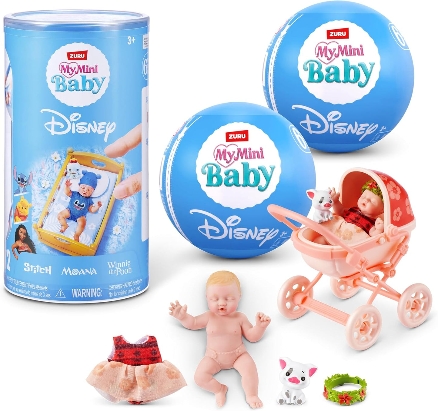 HotMy Mini Baby Disney 2 Pack by ZURU – Collectible Disney Baby Doll Mystery Capsule with Accessories, Realistic Miniature Toy for Girls Ages 3+