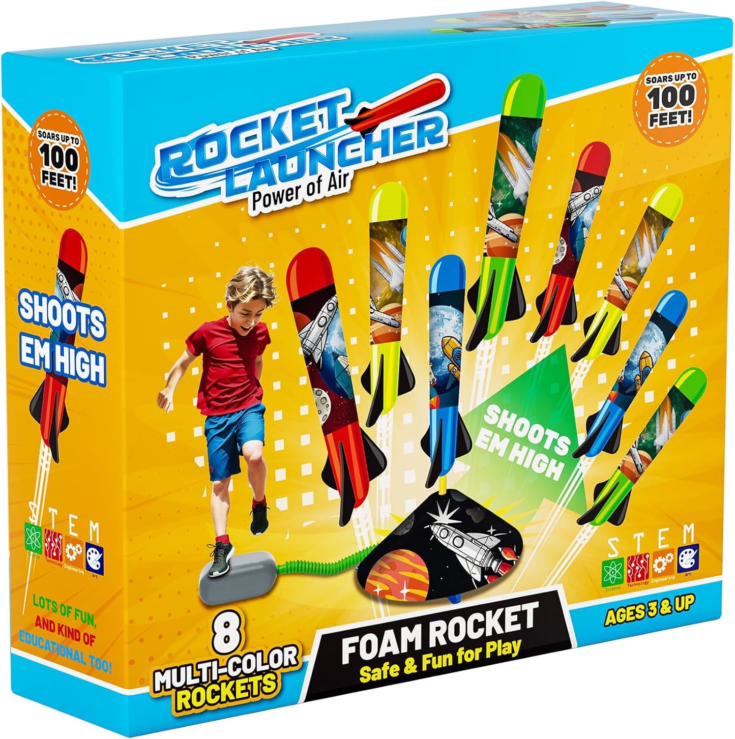 HotOtoseth Toy Rocket Launcher for Kids - Launch up to 100 Ft, 8 Foam Rockets & Adjustable Launch Stand, Outdoor Toys for Kids Ages 4-8, 3 4 5 6 7 Year Old Boys Birthday Gifts, Toy for Toddlers Age 3+
