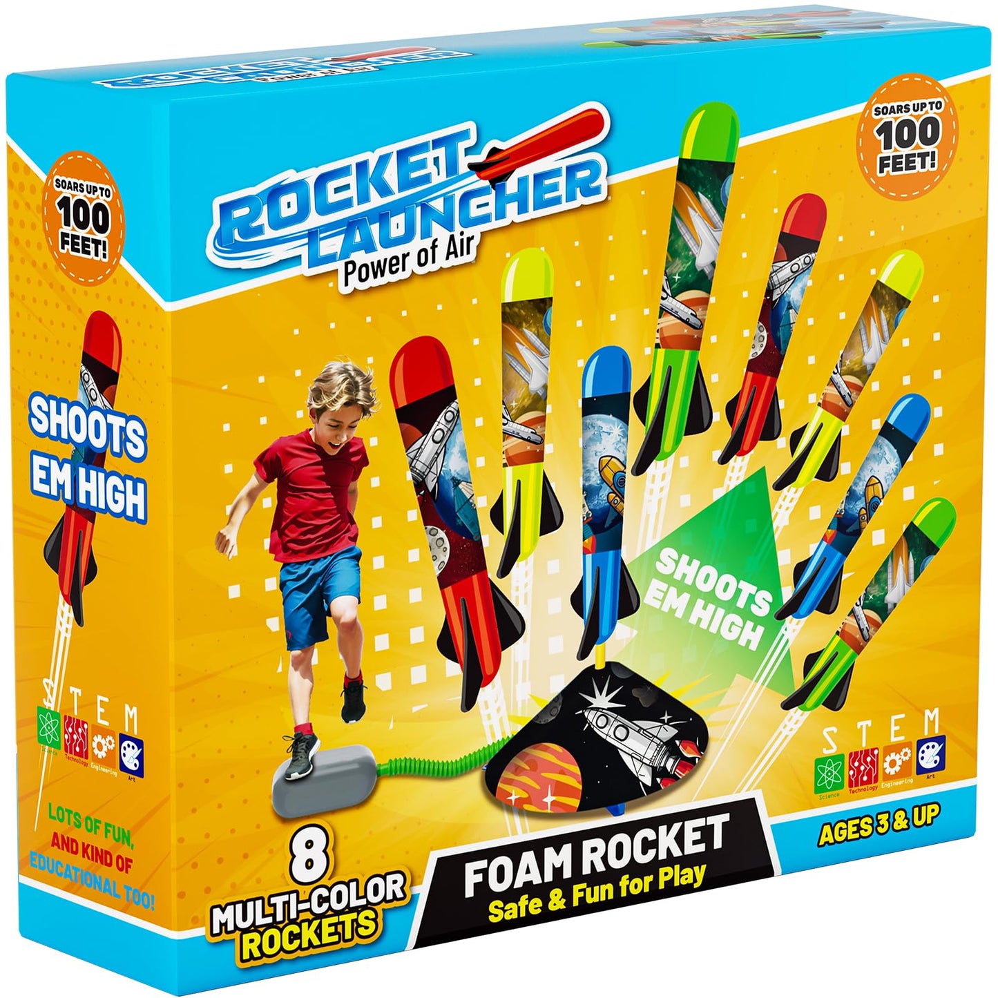 HotOtoseth Toy Rocket Launcher for Kids - Launch up to 100 Ft, 8 Foam Rockets & Adjustable Launch Stand, Outdoor Toys for Kids Ages 4-8, 3 4 5 6 7 Year Old Boys Birthday Gifts, Toy for Toddlers Age 3+