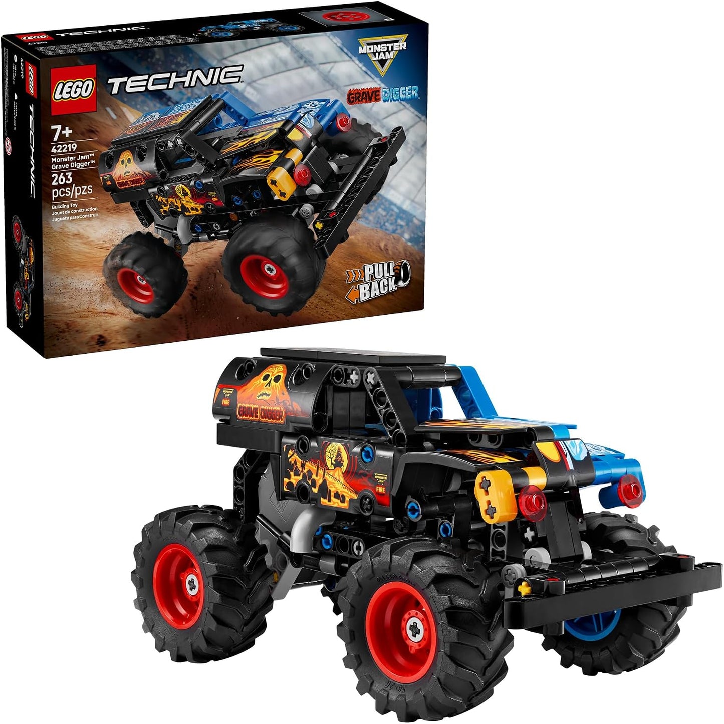 Hot LEGO Technic Monster Jam Grave Digger Fire and Ice Building Toy for Boys & Girls - Monster Truck Toy W/Pull-Back Racing Action for Kids, Ages 7+ - Gift Idea for Birthdays - 42219