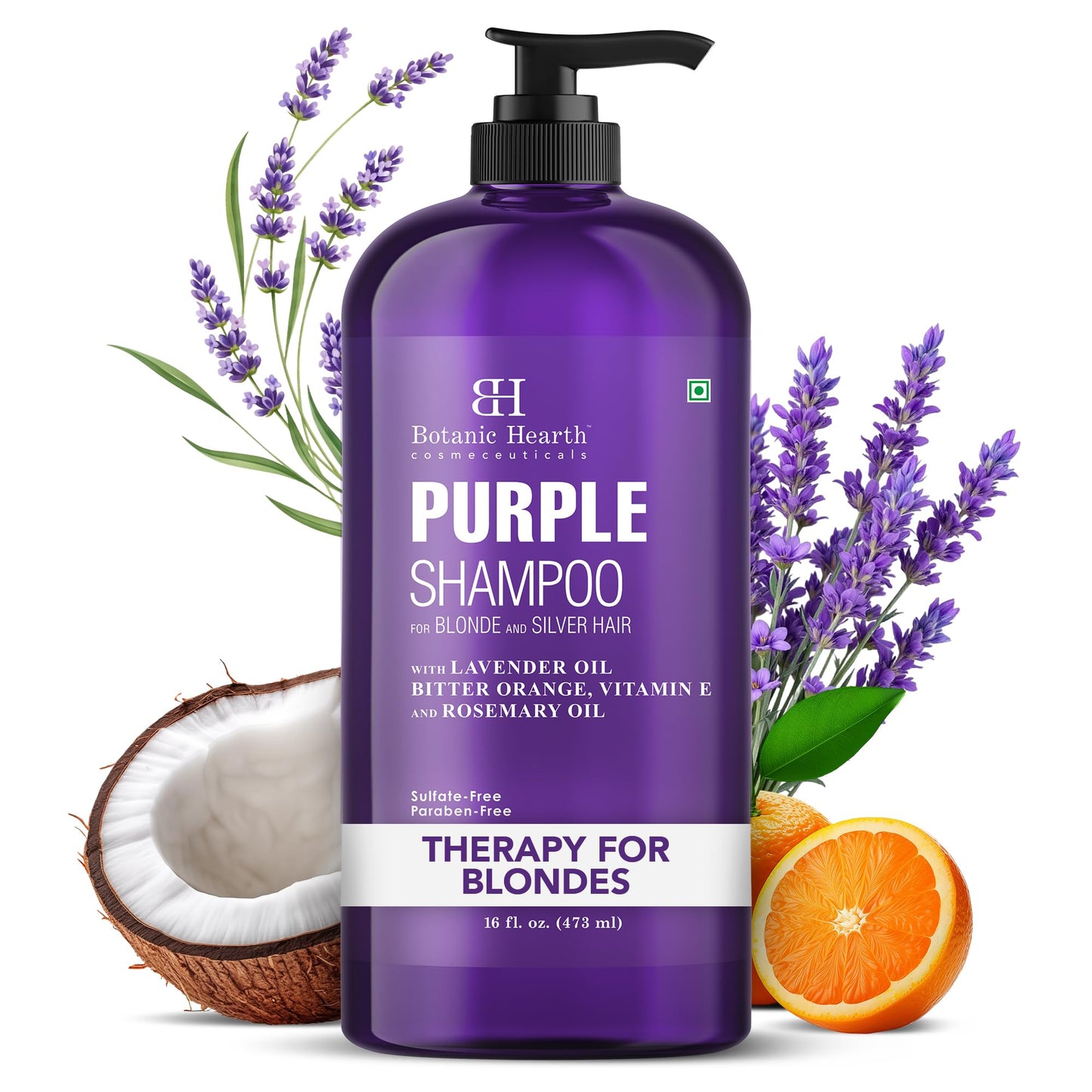 HotBotanic Hearth Tea Tree Shampoo, Vitamin C, Peppermint, Lavender and Rosemary Oil, Fights Dandruff and Dry Scalp, 16 fl oz