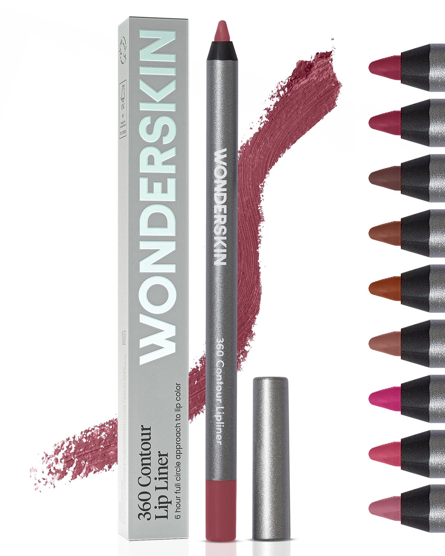 HotWonderskin Lipliner Pencil - 360 Contour Lipliner, Long Lasting, Sharpenable, Waterproof and Transfer-Proof Brown Lip Liner Pencil (Saddle)