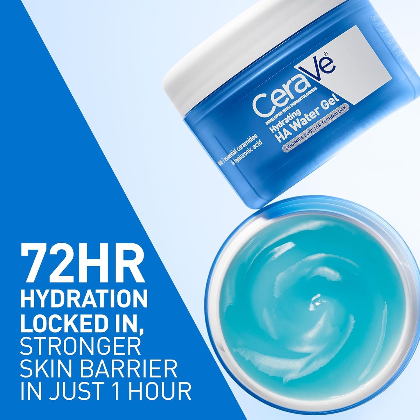 HotCeraVe Hydrating Hyaluronic Acid Water Gel, Lightweight Facial Moisturizer for Plumping Hydration with Ceramides, Hyaluronic Acid & Niacinamide, Fragrance-Free, Safe for Sensitive Skin 1.7oz