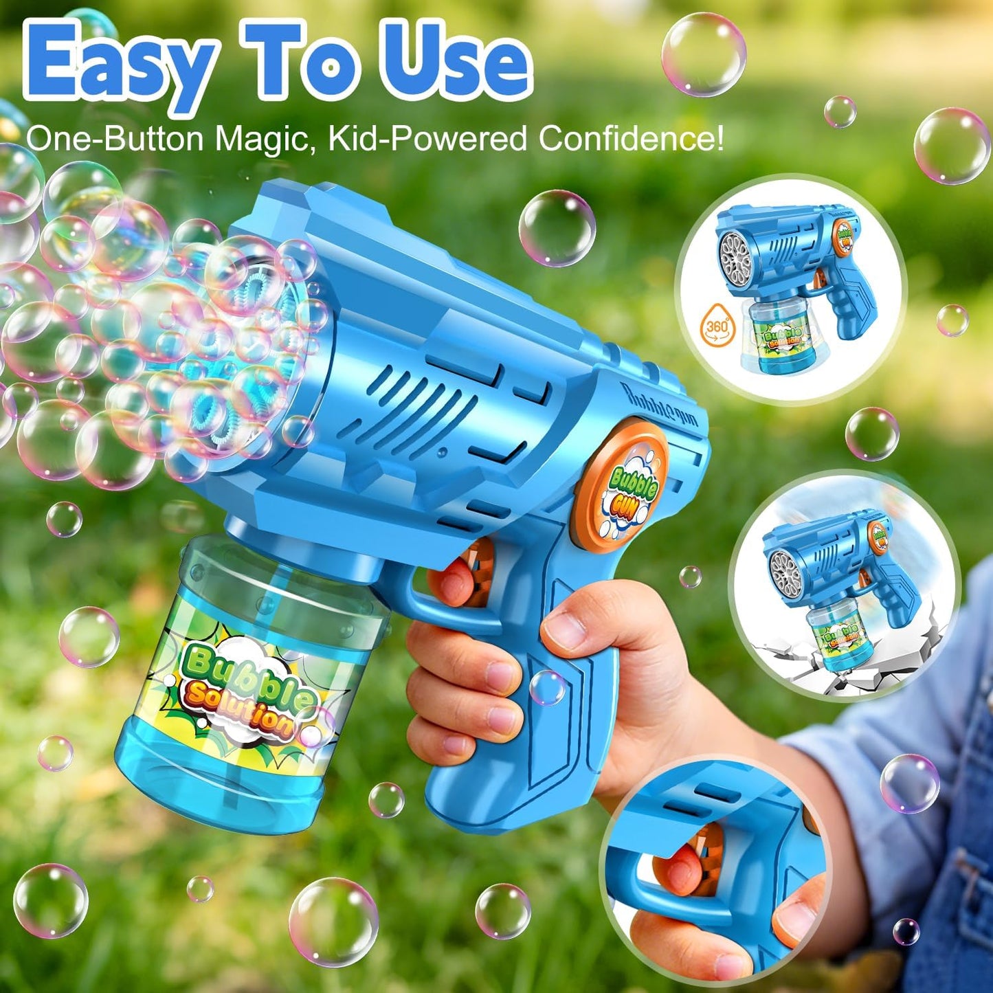 Hot Zerhunt Lightweight Automatic Bubble Gun: 2 Pack Bubble Blaster for Kids 4-8 with Bubble Solution & LED Light - 15000+ Bubbles Per Minute Easy for Kids to Hold - Great Party Outdoor Toy