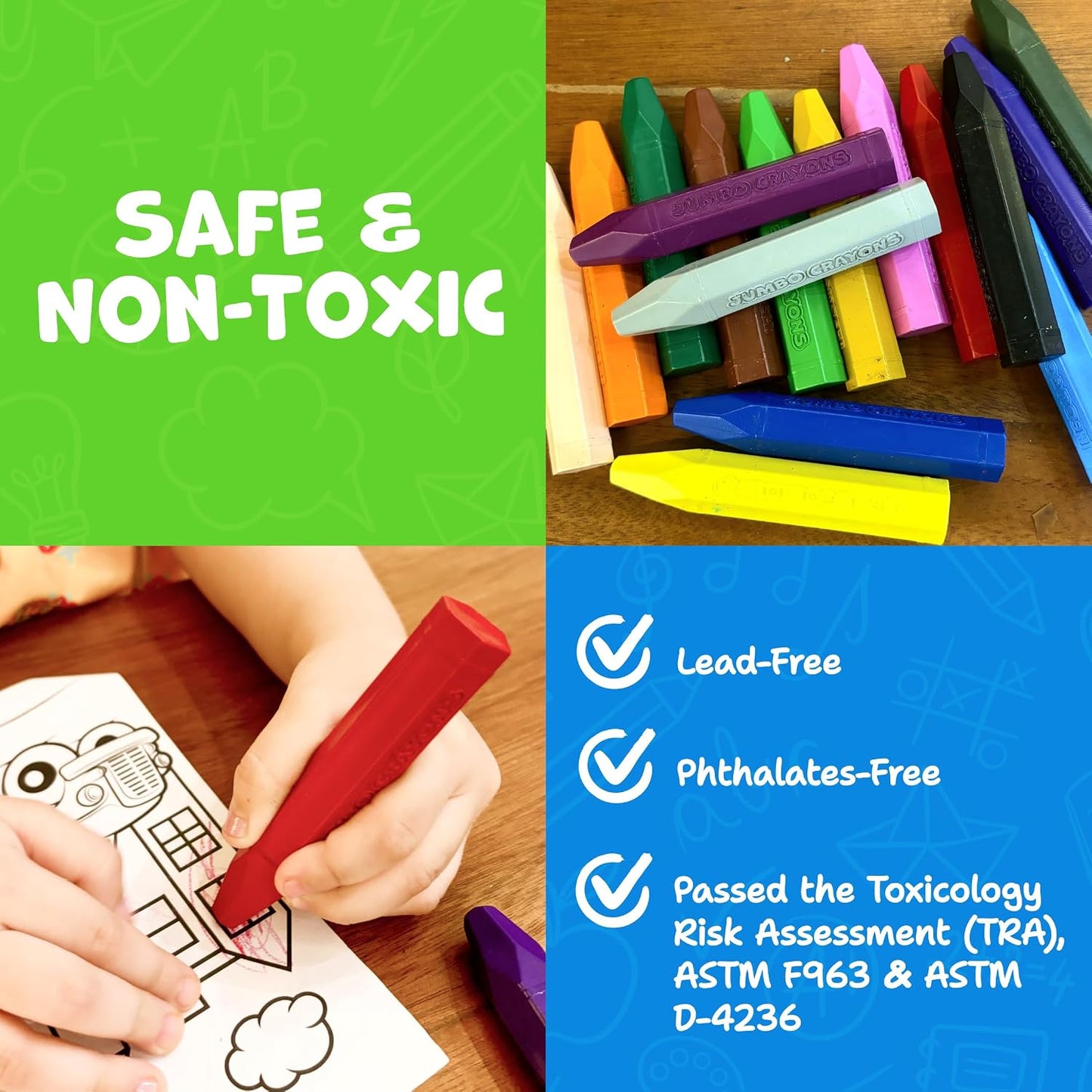 Hot Jumbo Crayons For Toddlers 1-3 - 16pc Toddler Crayons For Kids Ages 4-8 1-3 2-4 - With Printed & PDF Crayon Color Sheets - Non Toxic, Washable, Large & Easy To Grip - Toddler Coloring Art Supplies