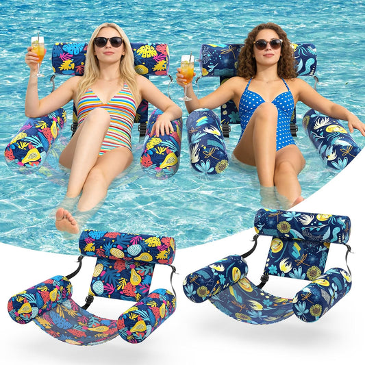 Hot Sunikko X Pool Floats Adult 2 Packs Fabric Heavy Duty Inflatable Pool Chair Hammock, Blow Up Floaties for Adults, Hawaii Flower Floats for Pool Floating, Party Summer Toys Water Beach Lake Fun