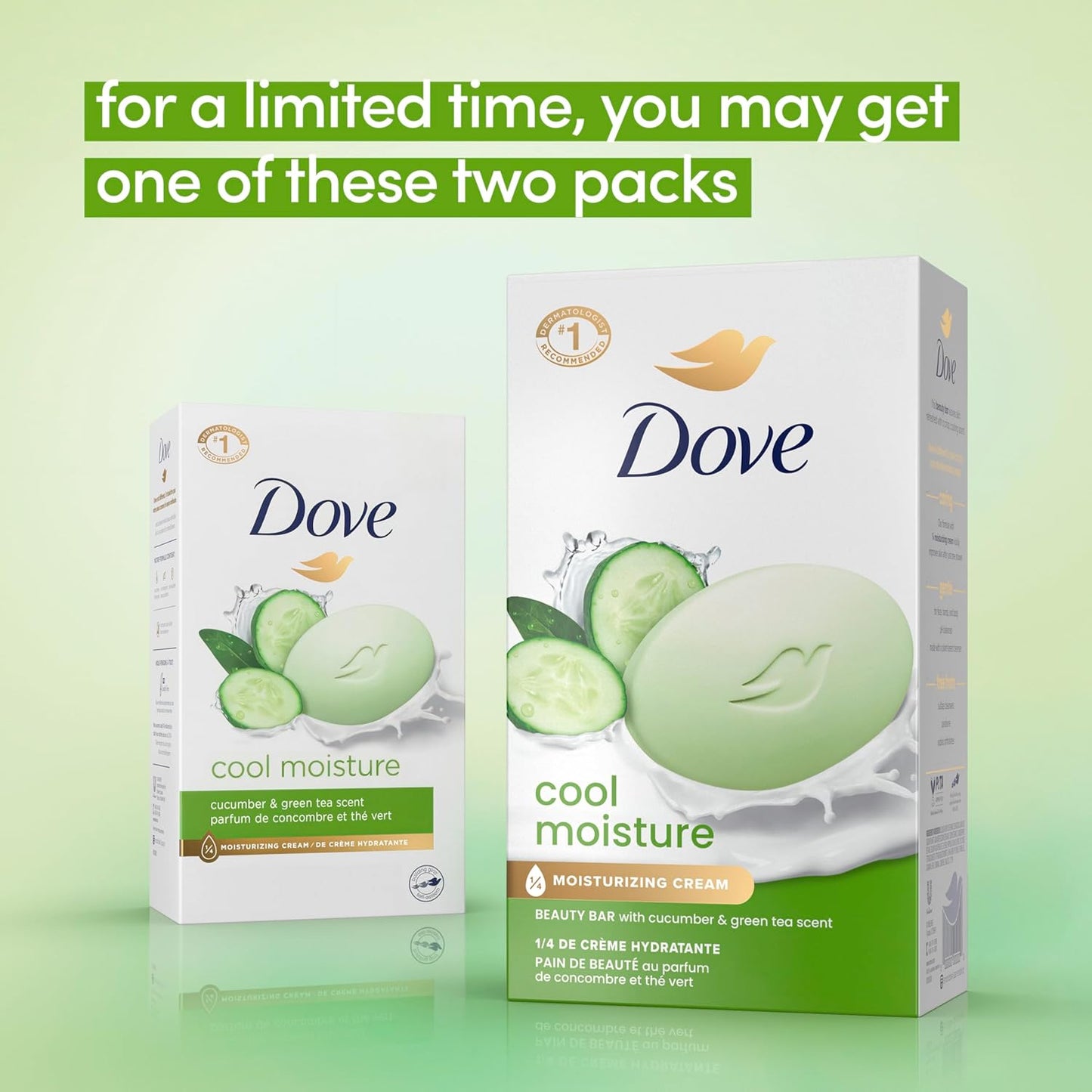 HotDove Beauty Bar Soap Cool Moisture Cucumber & Green Tea Scent, 6 Bars for Refreshed Skin, Leaves Skin Refreshed 3.75 oz