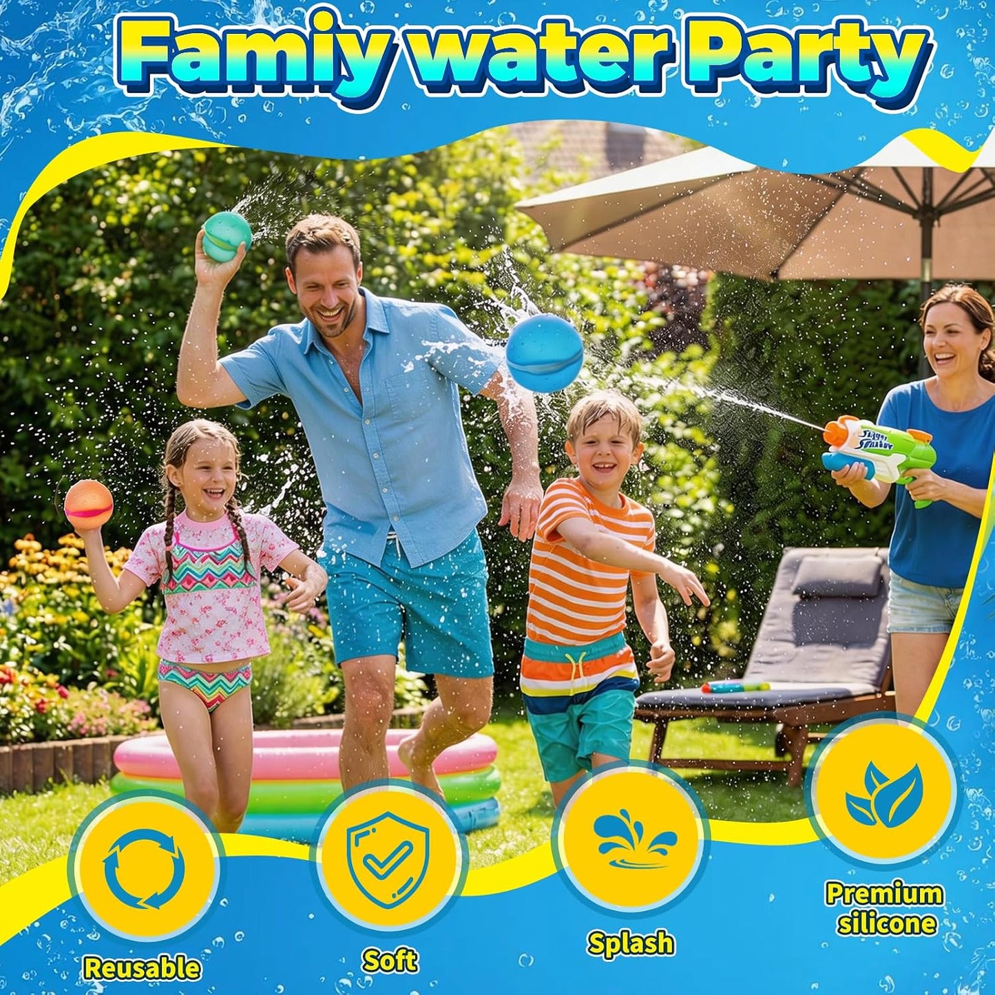 Hot 12 Pcs Reusable Water Balloons, Self-Sealing Refillable Water Balls, Pool Toys for Kids Ages 4-14, Pool Beach & Outdoor Water Ballons