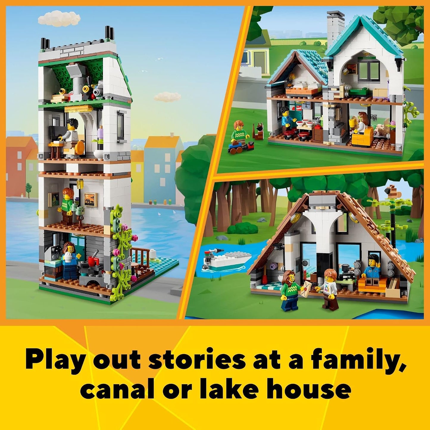 HotLEGO Creator 3 in 1 Cozy House Building Toys - Toy Figures & Pretend Play Playsets for Boys & Girls, Ages 8+ - 3 Building Options - Gift for Birthdays - 31139