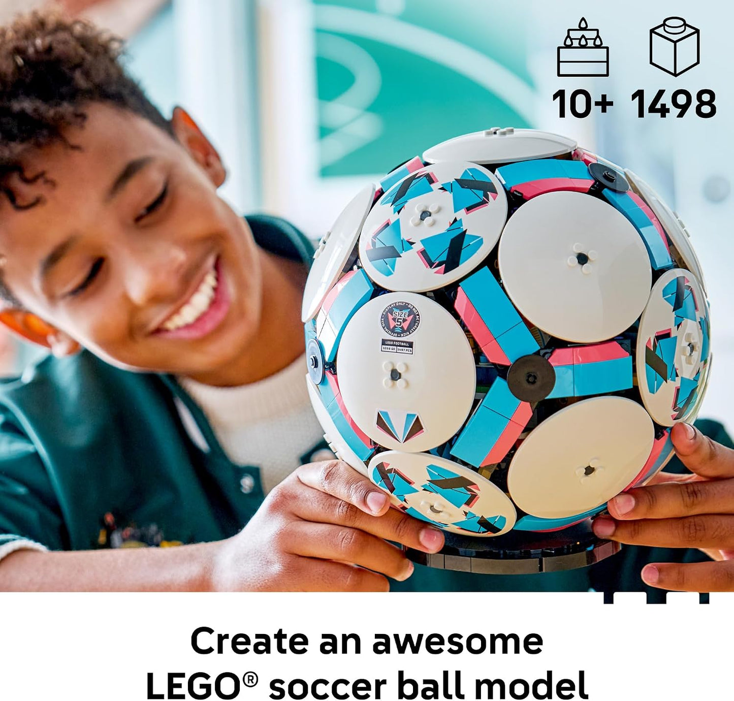 Hot LEGO Editions Soccer Ball - Building Toy for Kids - Collectible Sports Decor for Boys & Girls, Ages 10+ - Includes Micro Stadium - Gift for Birthdays - 43019