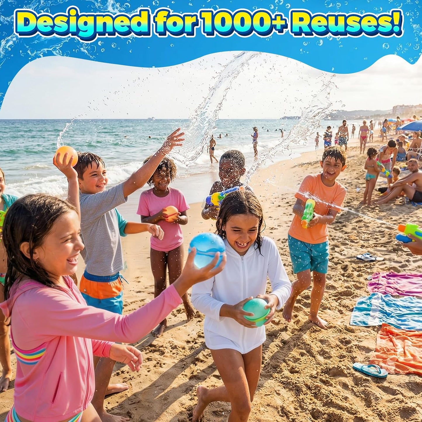 Hot 12 Pcs Reusable Water Balloons, Self-Sealing Refillable Water Balls, Pool Toys for Kids Ages 4-14, Pool Beach & Outdoor Water Ballons