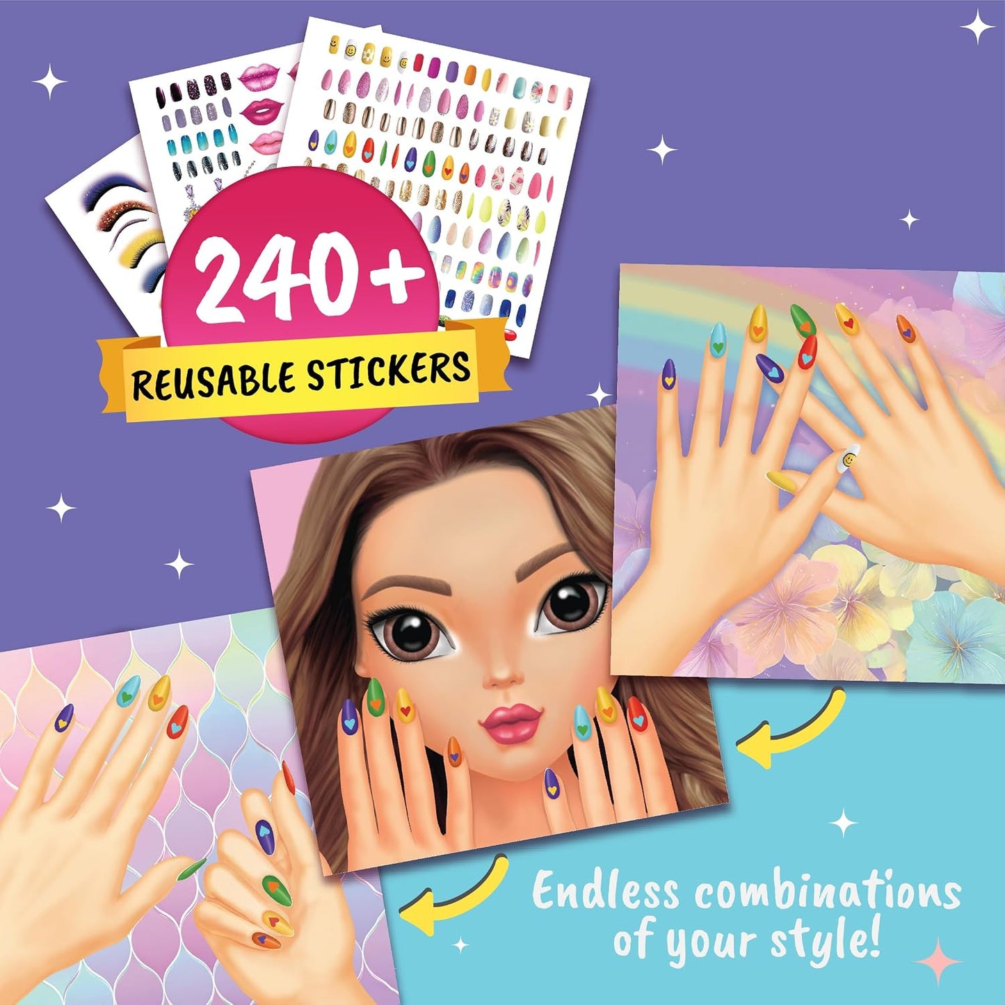 Hot BSCOOL Drawing, Coloring & Sticker. Nails & Makeup Dress Up Sticker Book with 240+ Removable Stickers. Endless Nail Design and Makeup Combination for Kids Ages 4 and Up. Gift for Girls