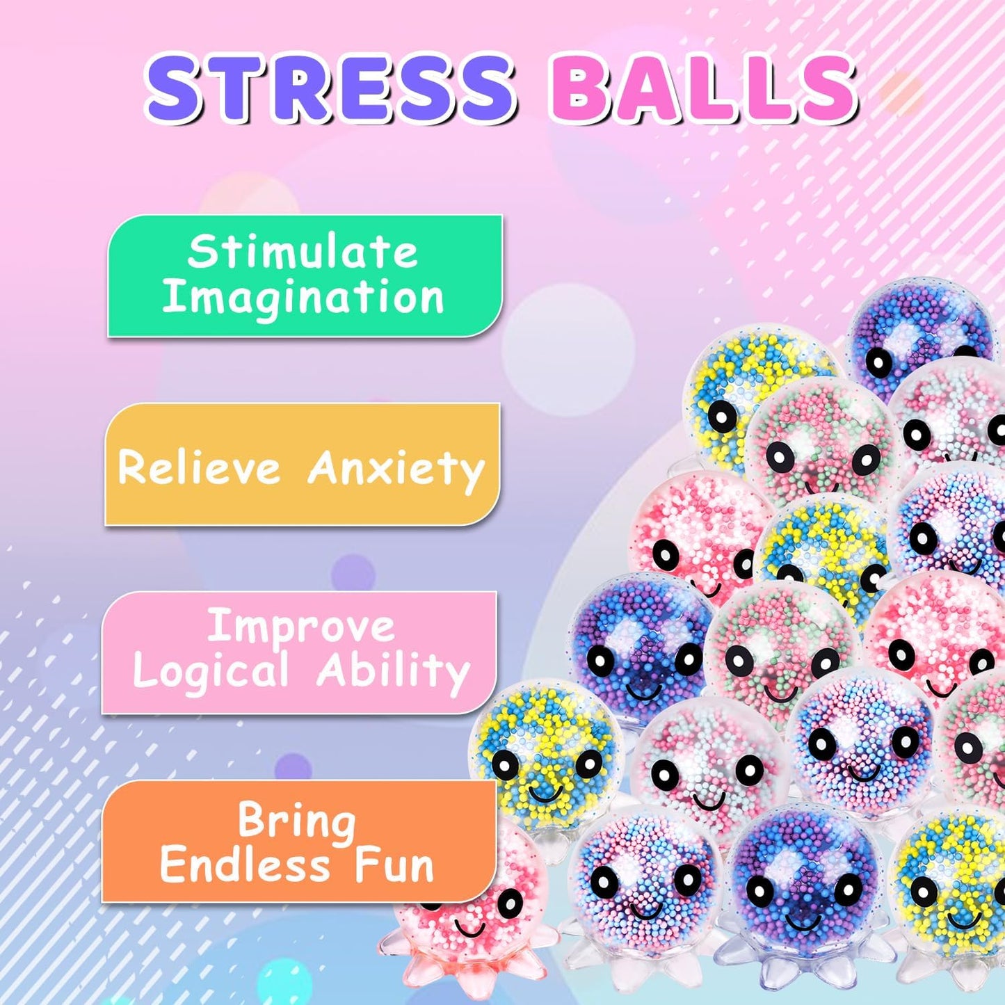 HotVESPRO 12 Pack Fidget Stress Balls for Adults, Cute Octopus Stress Ball | Stress Sensory Stress Ball, Bulk Squishy Squeeze Ball Toys Set for Classroom Prizes and Birthday Party Favors