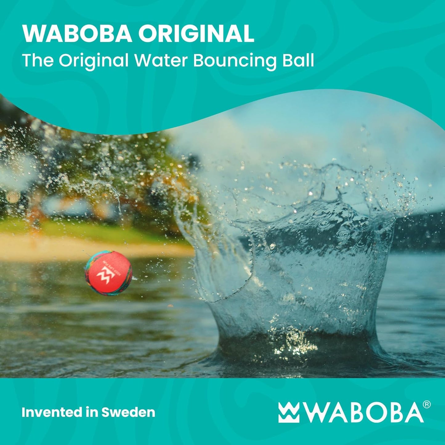 HotWaboba Original Water Bouncing Ball - Perfect Toy for Beach and Water Games - Skips on Water - Invented in Sweden