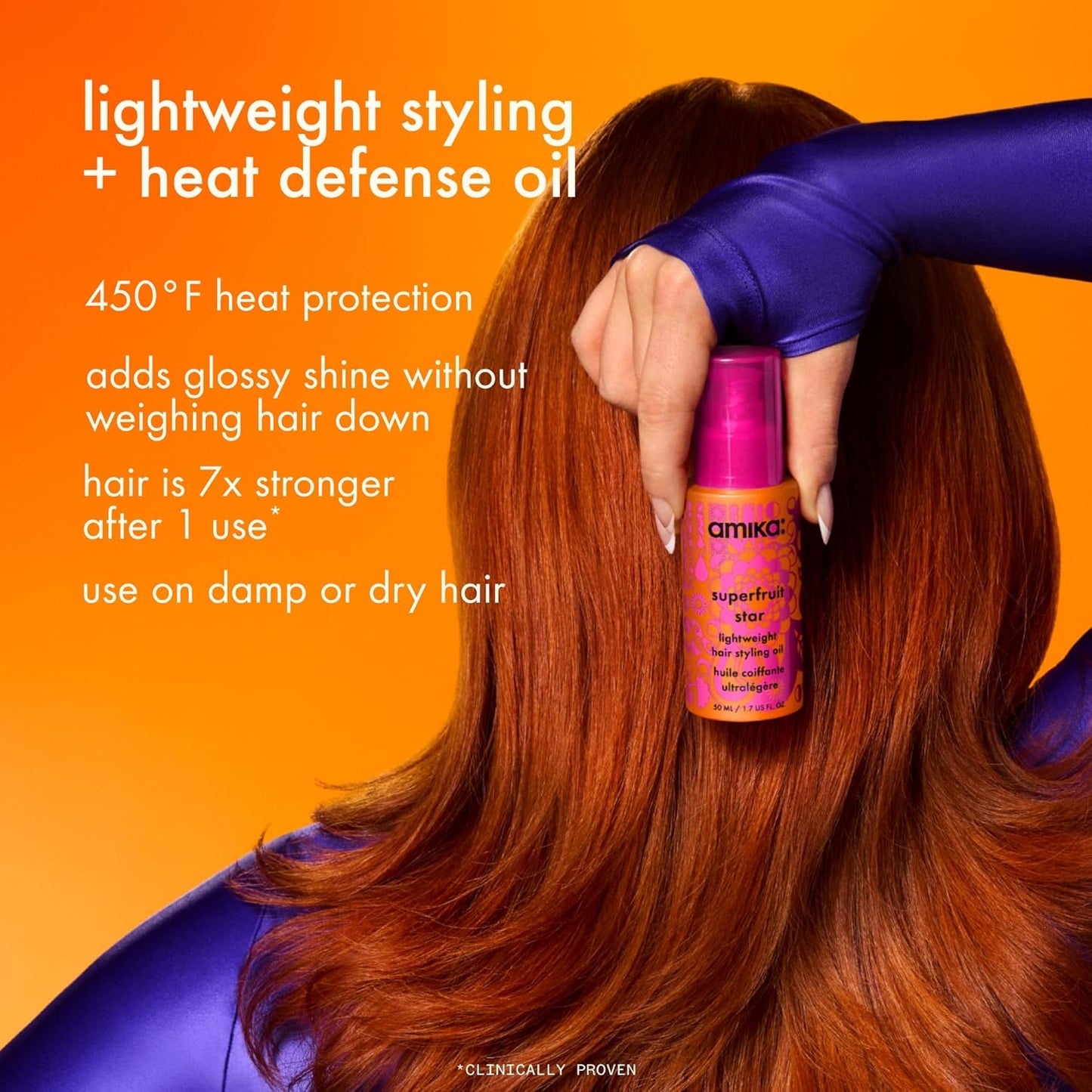 Hotamika superfruit star lightweight hair styling + heat defense oil | heat protection, strengthen + reduce breakage, smooth frizz, add glossy shine | for all hair types