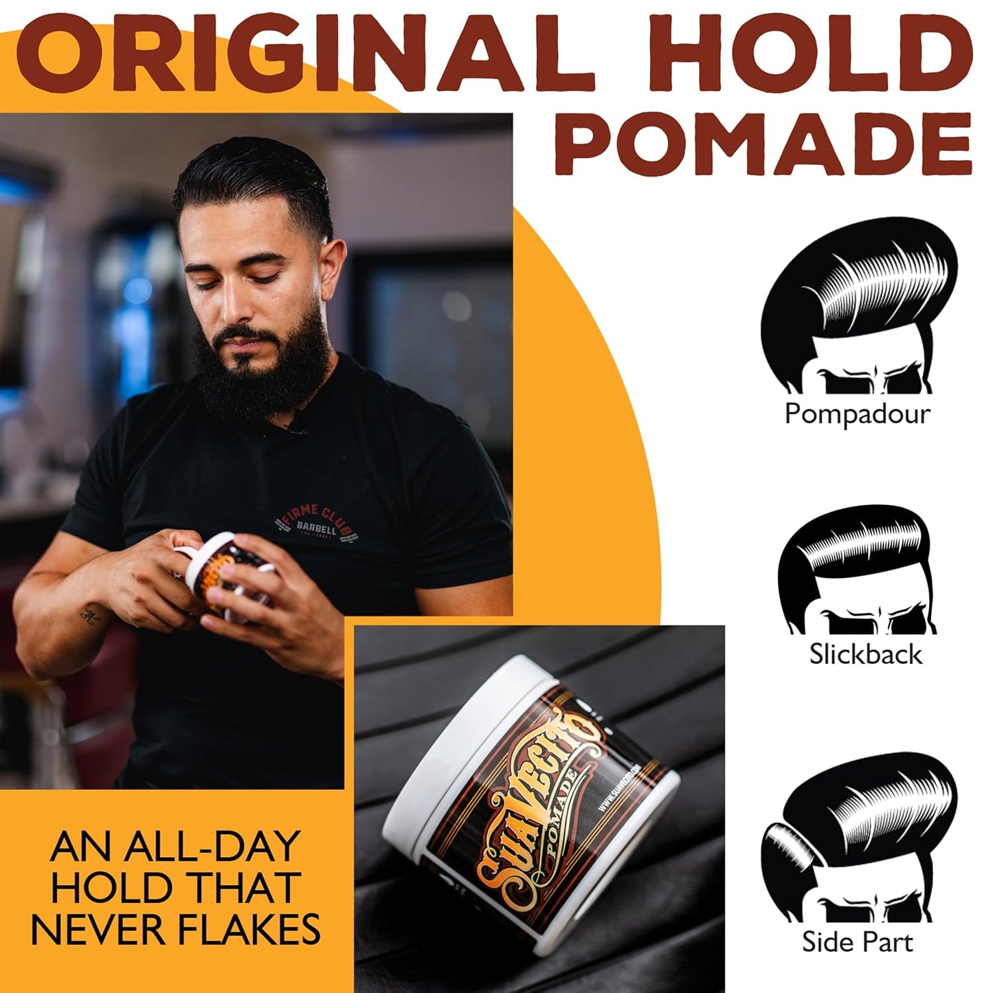 HotSuavecito Pomade Original Hold For Men 4 oz, 1 Pack - Medium Shine Water Based Wax Like Flake Free Hair Gel - Easy To Wash Out - All Day Hold For All Hairstyles