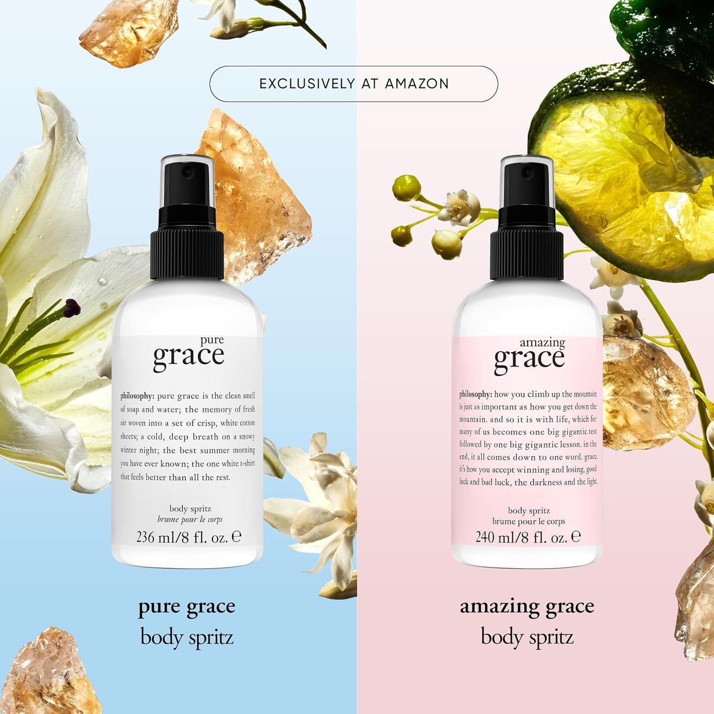 Hot philosophy pure grace body spray - crisp & clean women's scent - with notes of water lily, leafy greens & musk - luxury body spritz for women - long lasting fragrance - 8 fl oz.