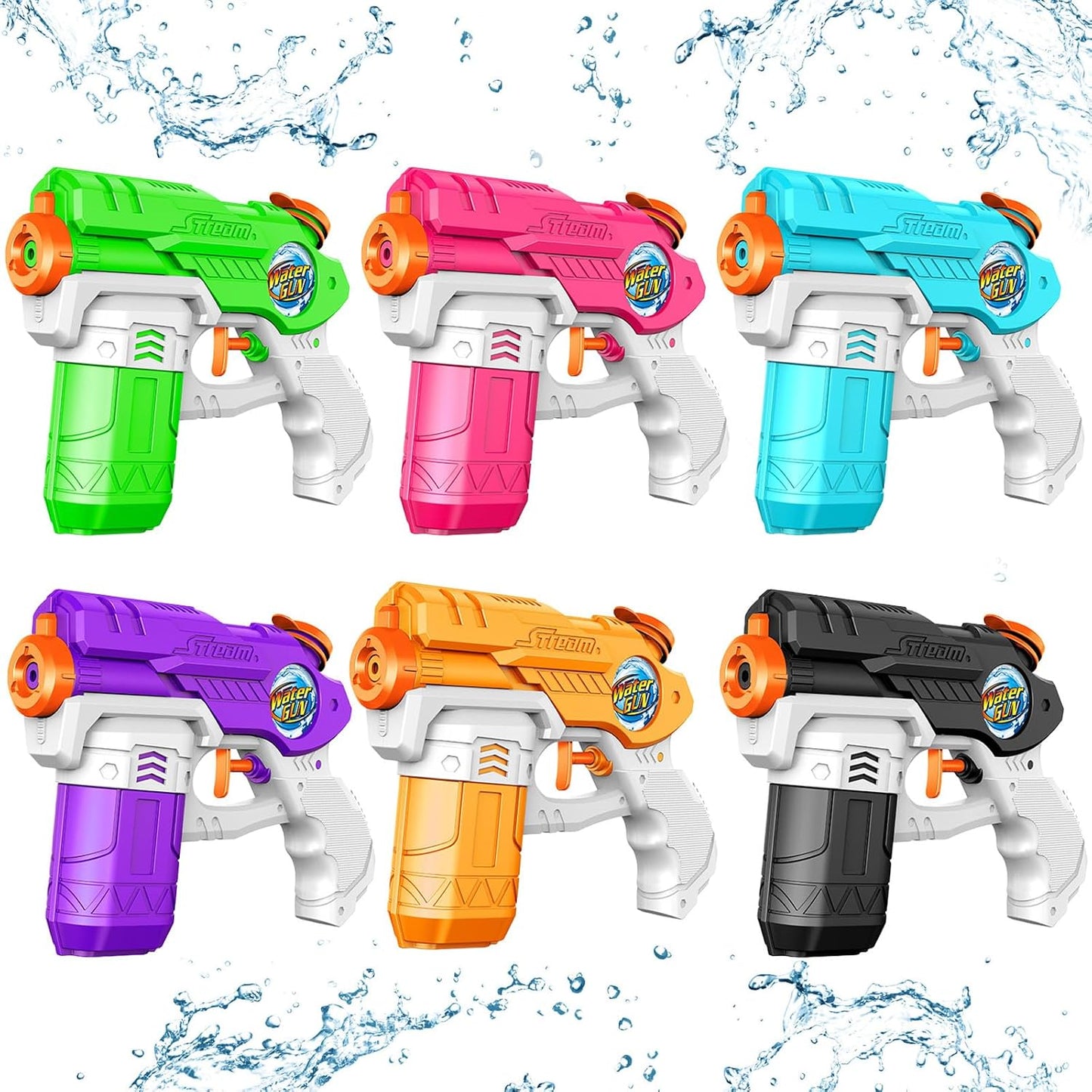HotWater Guns for Kids Adults, 6 Pack Squirt Guns Soaker Blaster 220CC Capacity Long Range Super Water Gun Pistols for Boys Girls Toddlers Swimming Pool Water Toys (6)