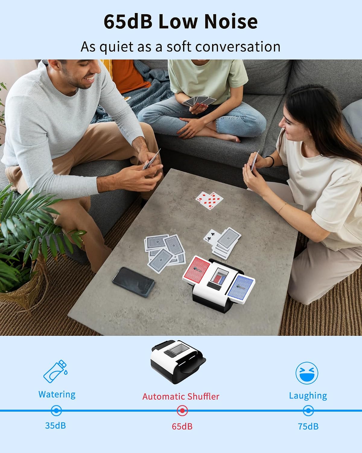 Hot ADZERD Automatic Card Shuffler for Seniors, Rechargeable One Press, Quiet Electric Shuffle Machine for Family Games and Poker Night, White