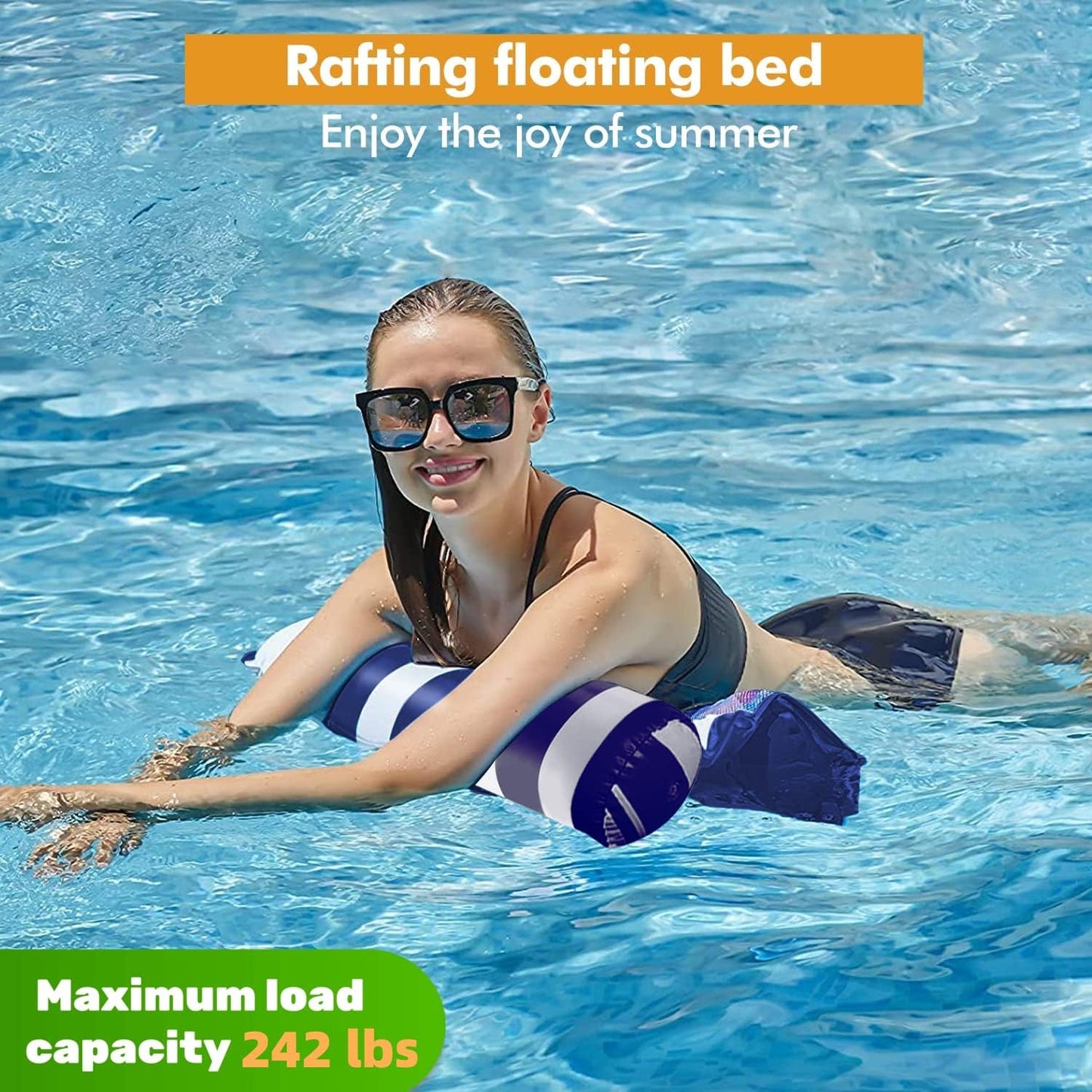 Hot4 Pack Upgrated XL Water Pool Floats, 4-in-1 (Hammock, Saddle, Lounge Chair, Drifter) Multi-Purpose Water Pool Float, Non-Stick PVC Material.
