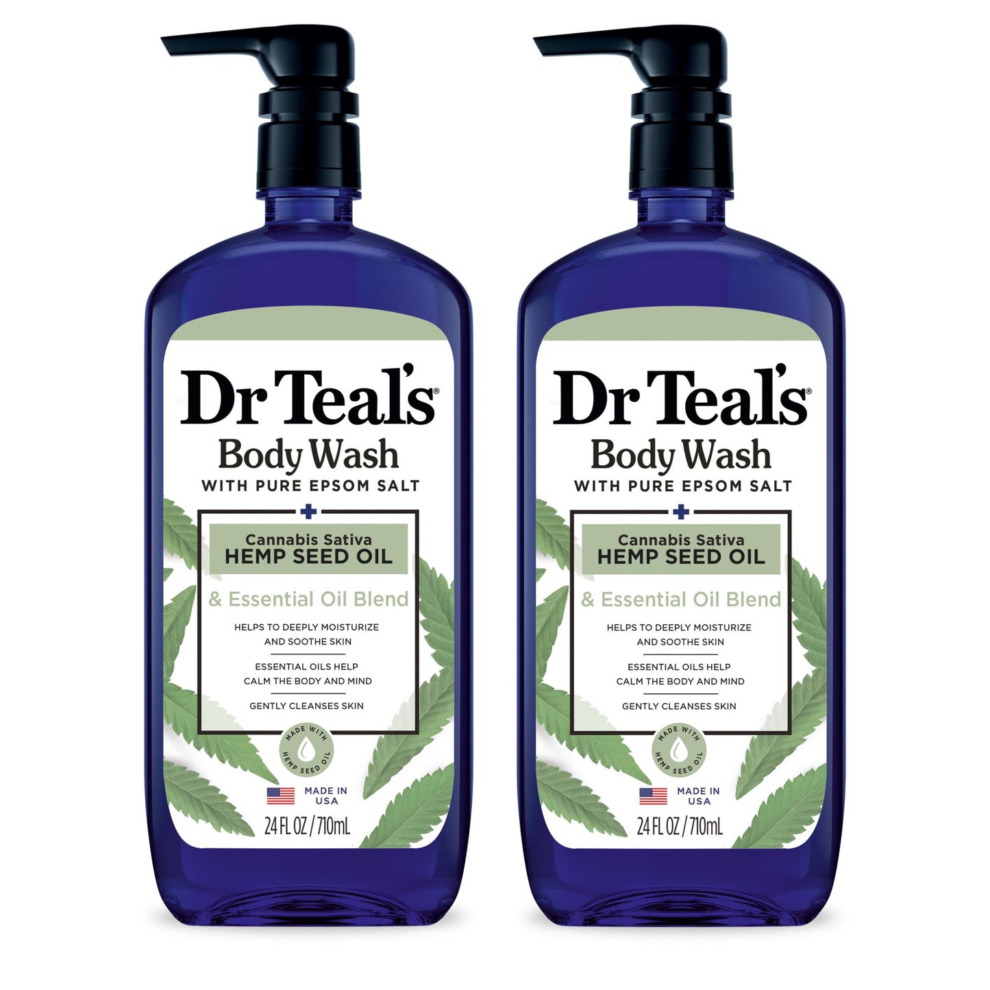 HotDr Teal's Body Wash with Pure Epsom Salt, Relax & Relief with Eucalyptus & Spearmint, 24 fl oz (Pack of 2)