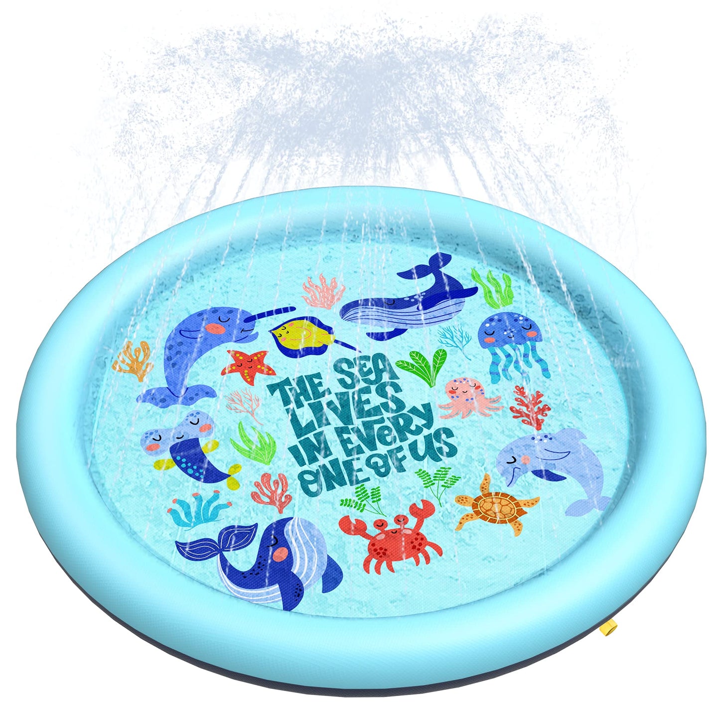 HotPeteast Splash Pad for Dogs & Kids - Anti-Slip Dog Pool for Large Dogs, 0.58 mm Thickened Durable Outdoor Water Play Mat, Summer Sprinkler Toy for Backyard (67in, Blue)